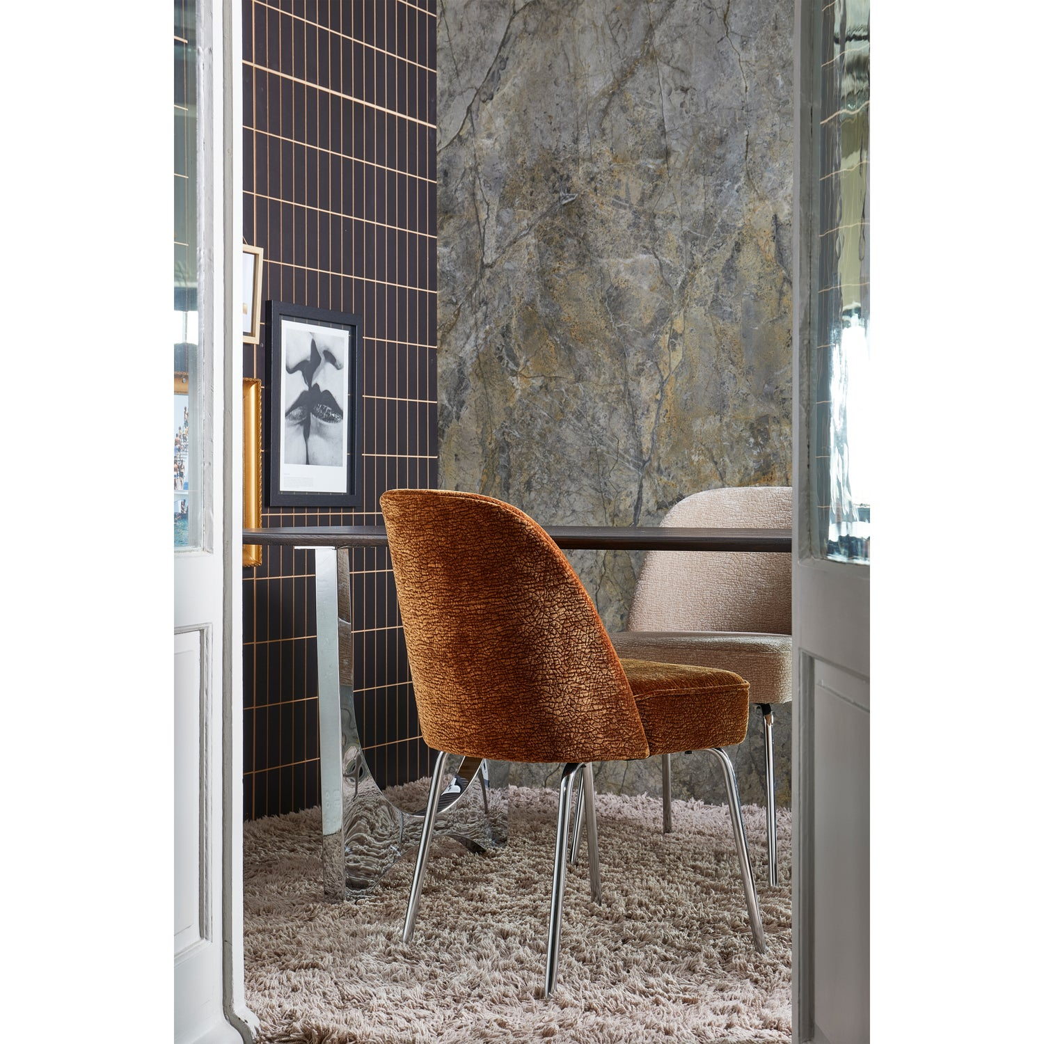 Vogue eetkamerstoel structure velvet brass