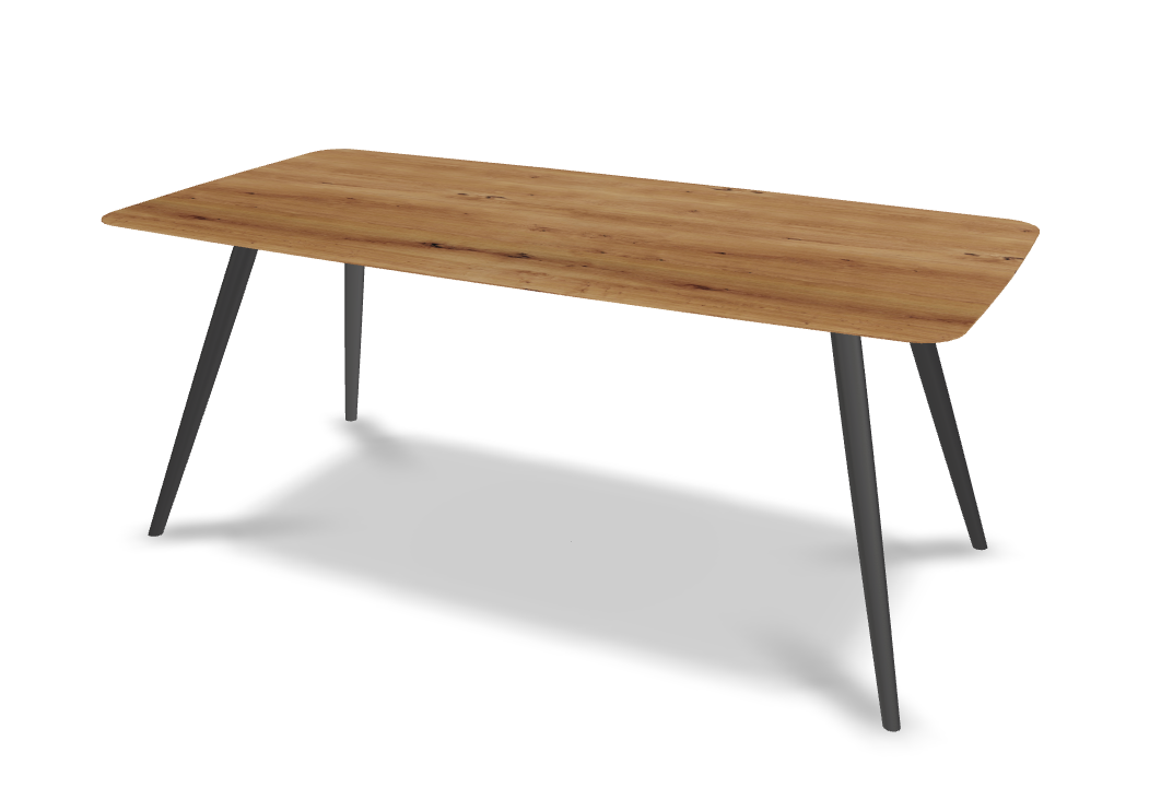They &amp; Me eettafel Joy – bootsvorm – eiken rustiek lak– onderstel RAL9017 verkeerszwart
