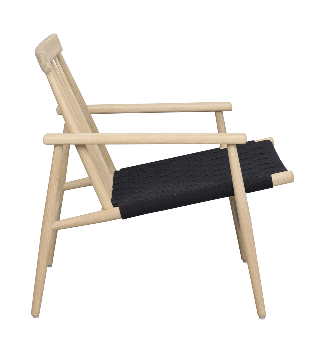 Fauteuil Canwood houten whitewash - zwarte zitting