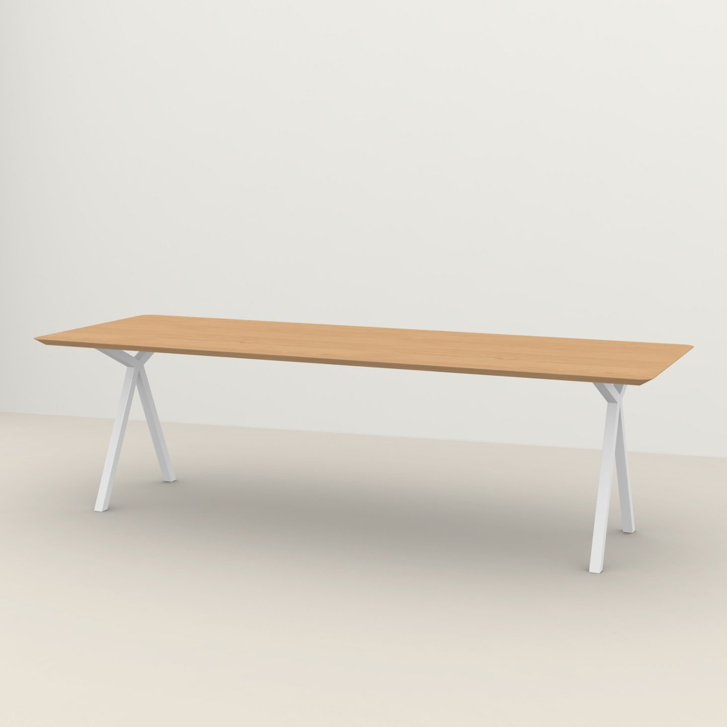 Studio HENK tafel Slim X-type Rechthoekig - wit frame, hardwax light 3041