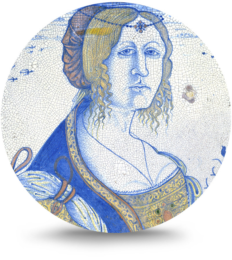 Rond schilderij aluminium Delfts blauwe borden