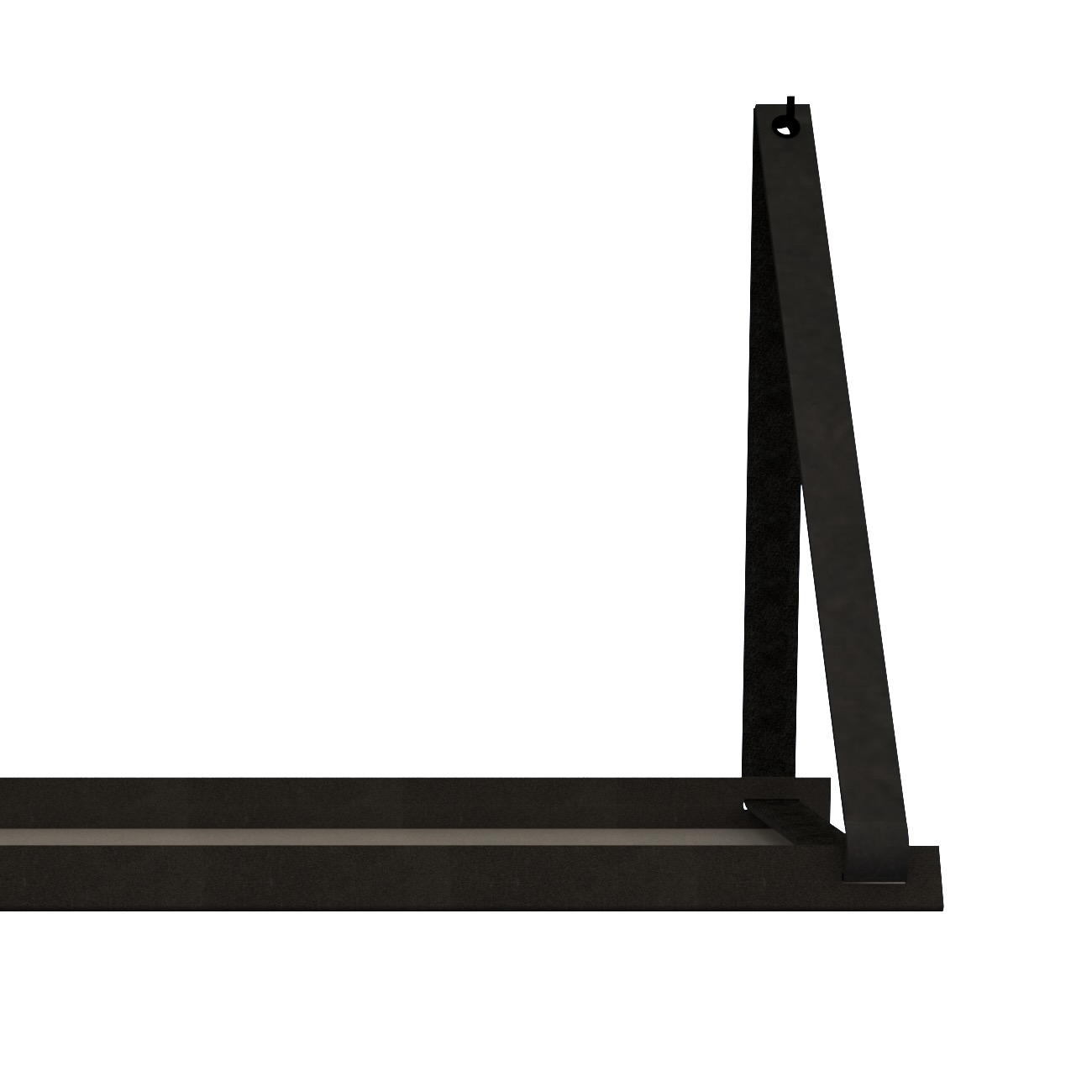 Stalen wandplank 70x20cm - incl. leren plankdragers
