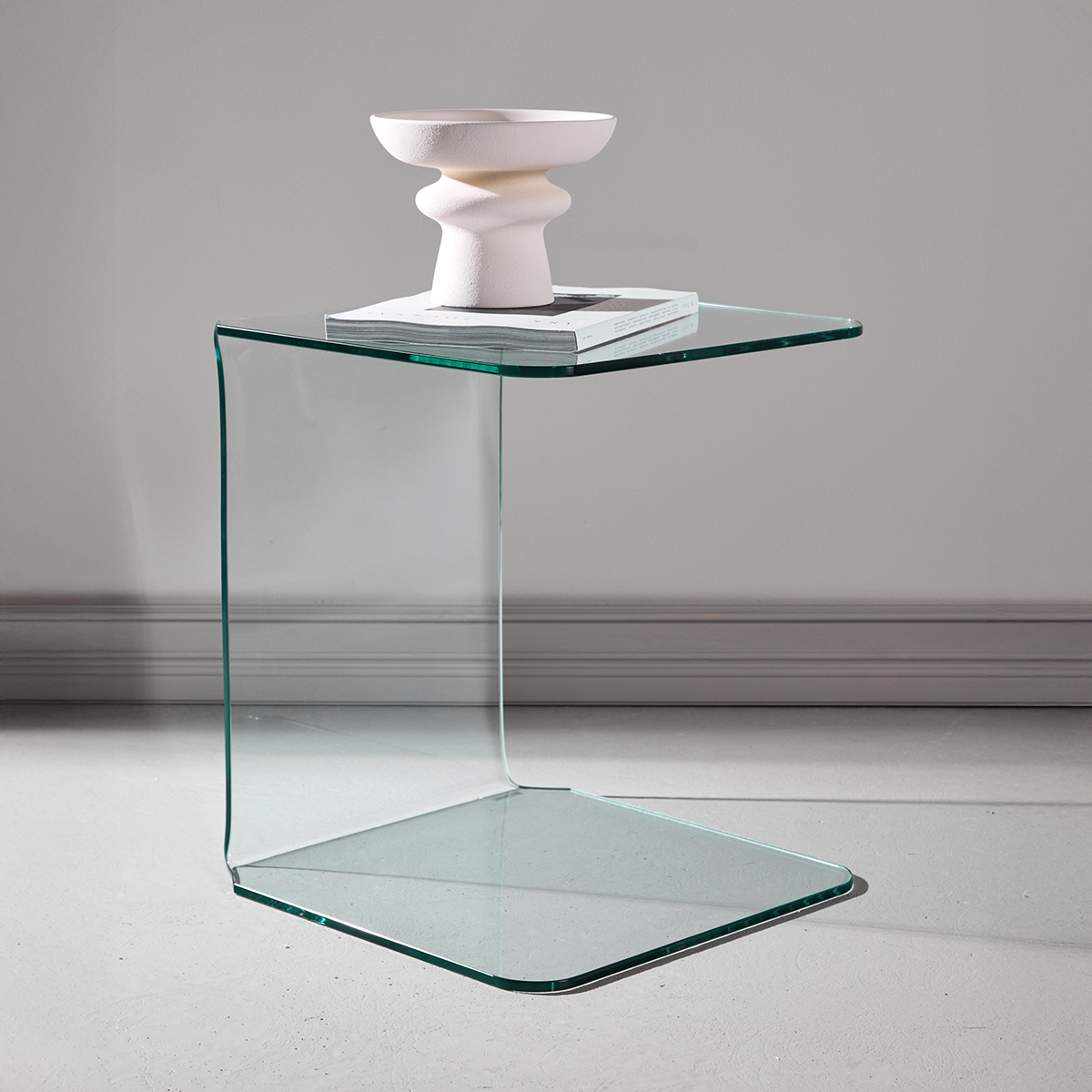 Cornelis glazen bijzettafels transparant - 53 x 45 cm - Set van 2
