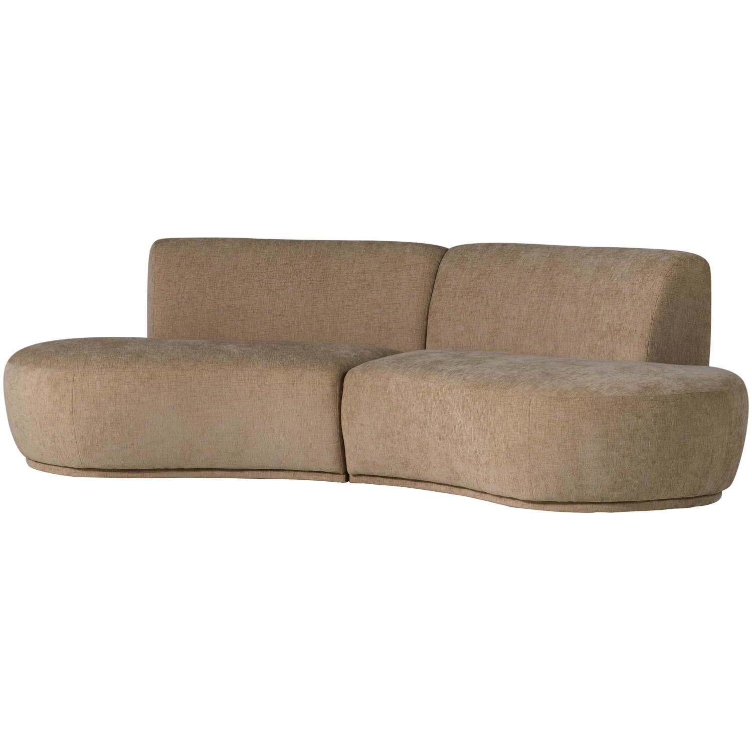 Batavier half ronde bank 4-zits velvet lichtbruin melange