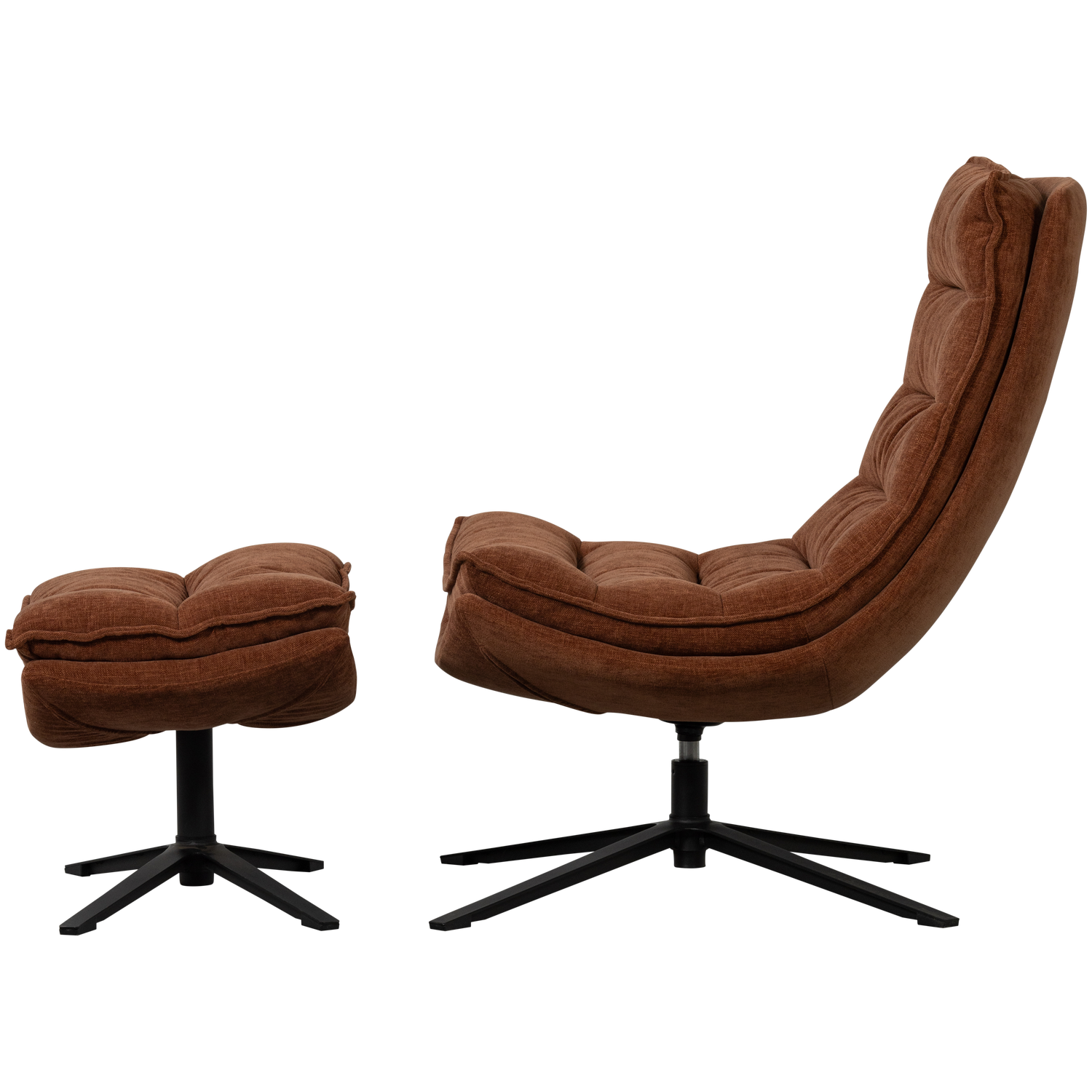 Kube draaifauteuil met hocker bruin