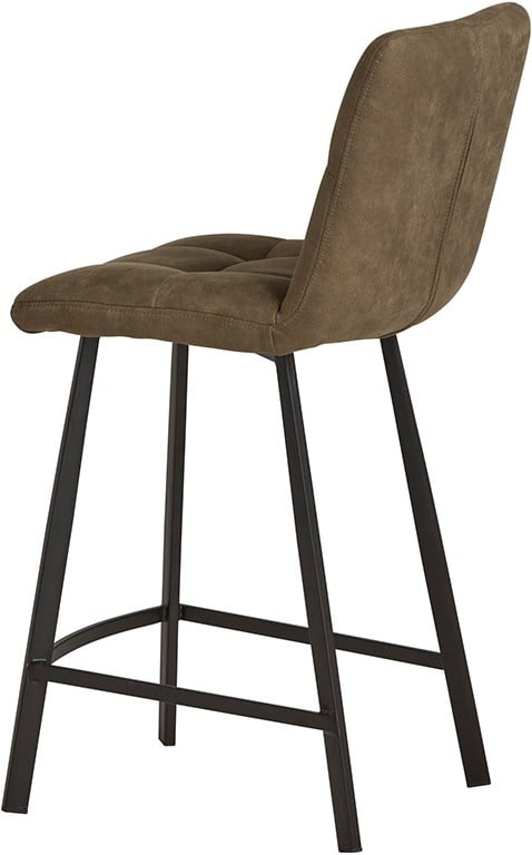 Industriële barkruk bolero – cowboy stof olive met zwart frame - set van 2