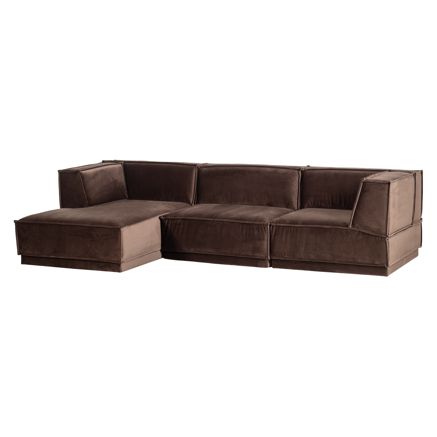 Manu chaise longue bank links velvet bruin [fsc]