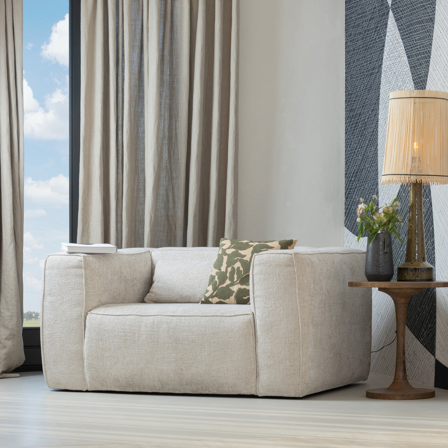 Bean fauteuil chenille velvet naturel