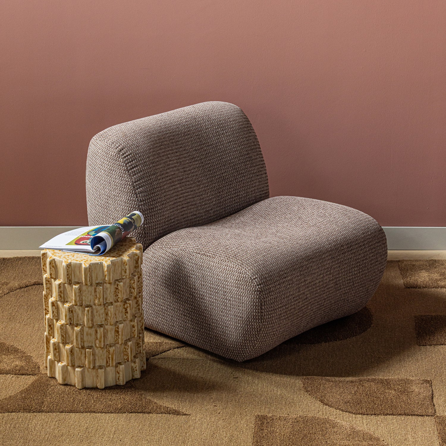 Nomu fauteuil grove chenille lichtbruin [fsc]