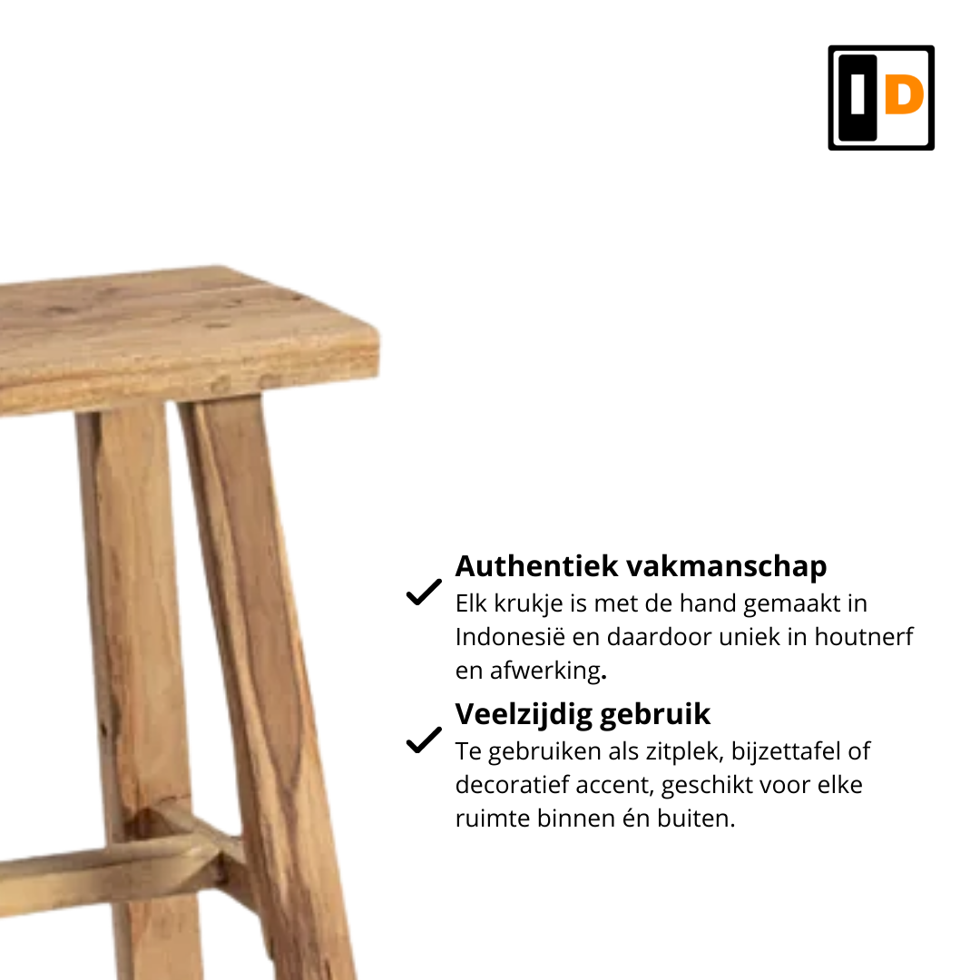 Teakhouten krukjes naturel