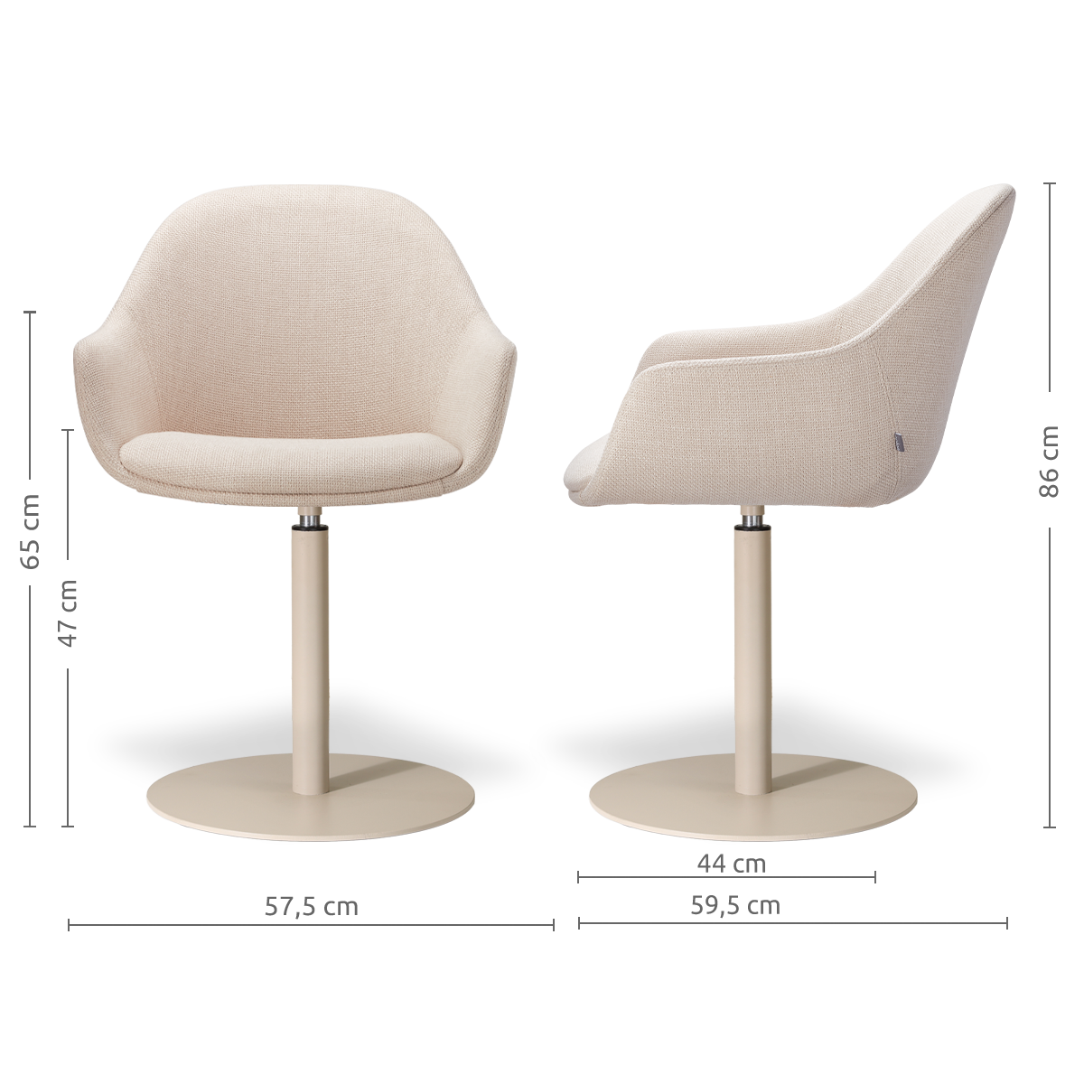 niva-mae draaibare eetkamerstoel- beige onderstel