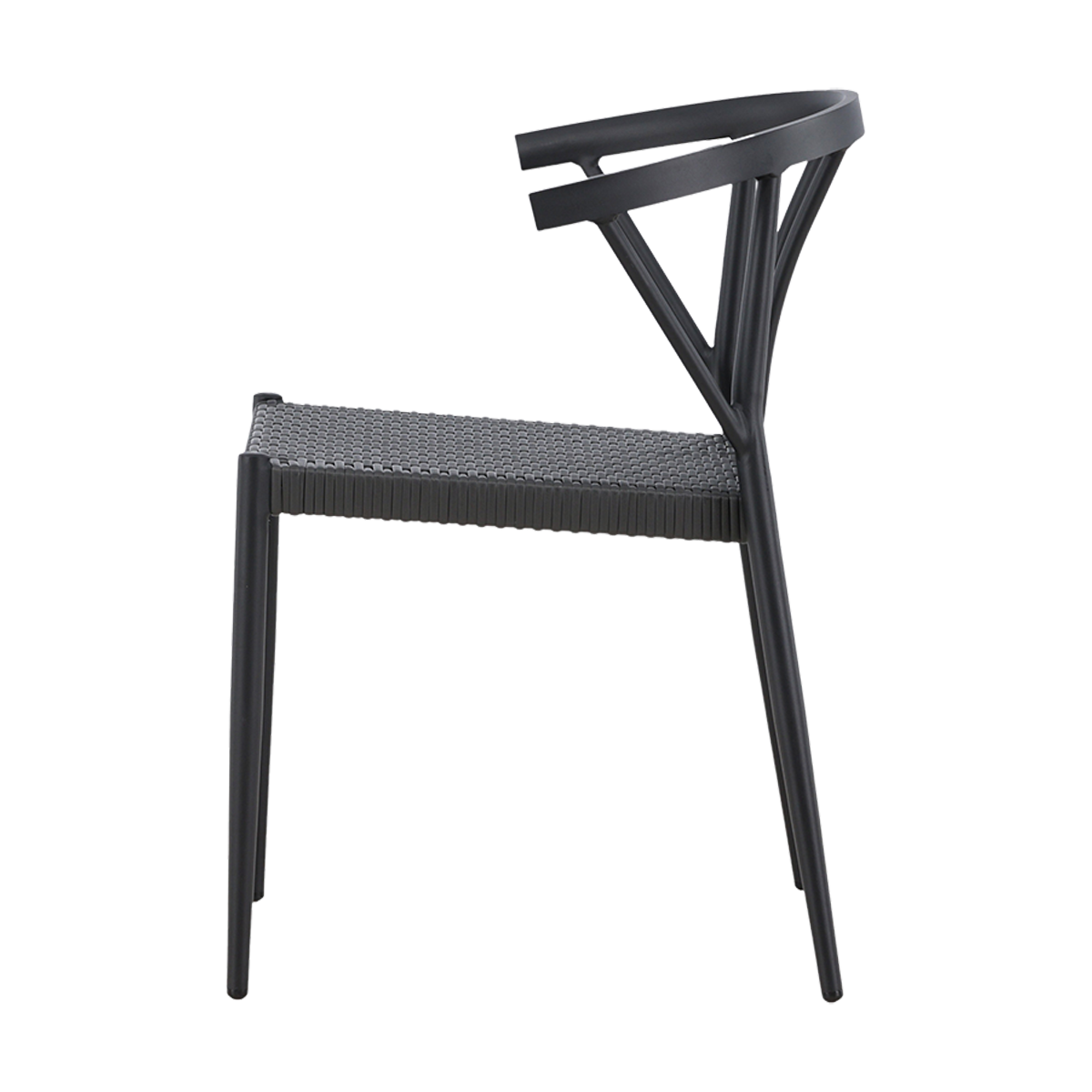 Aluminium tuinstoel zwart Julian- rattan zitting - set van 2