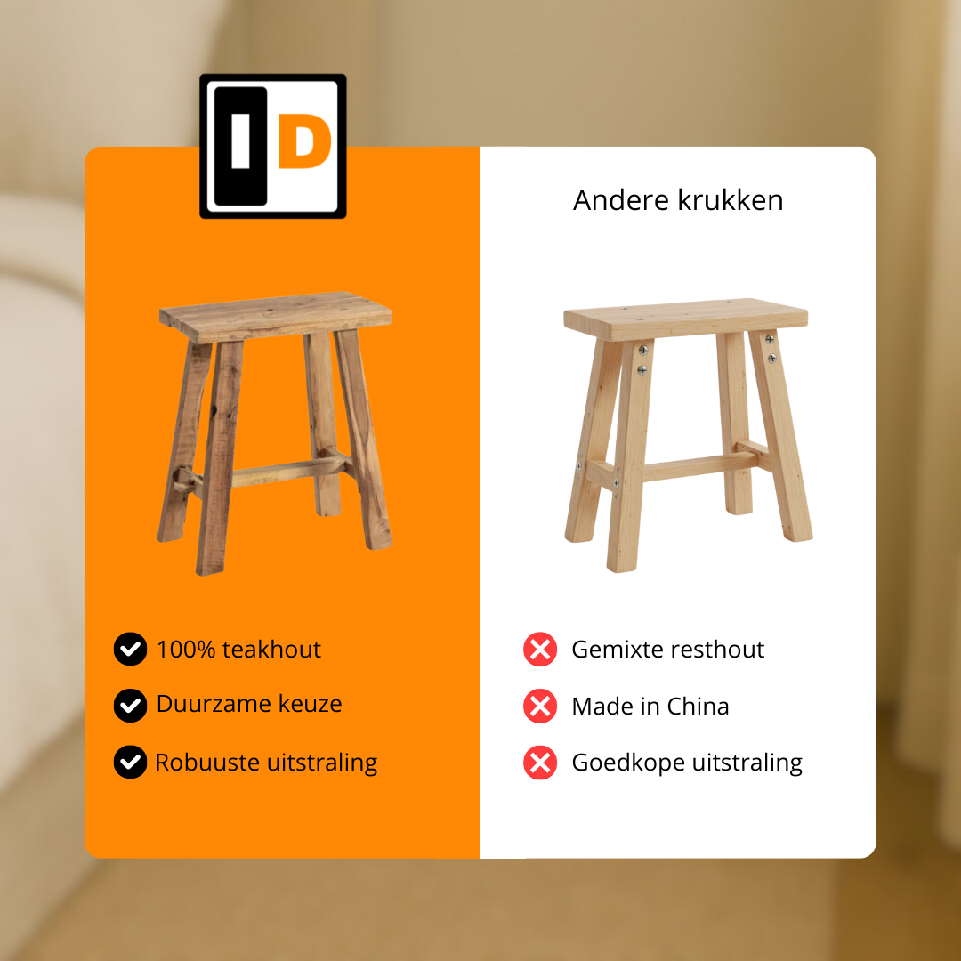 Teakhouten krukjes naturel