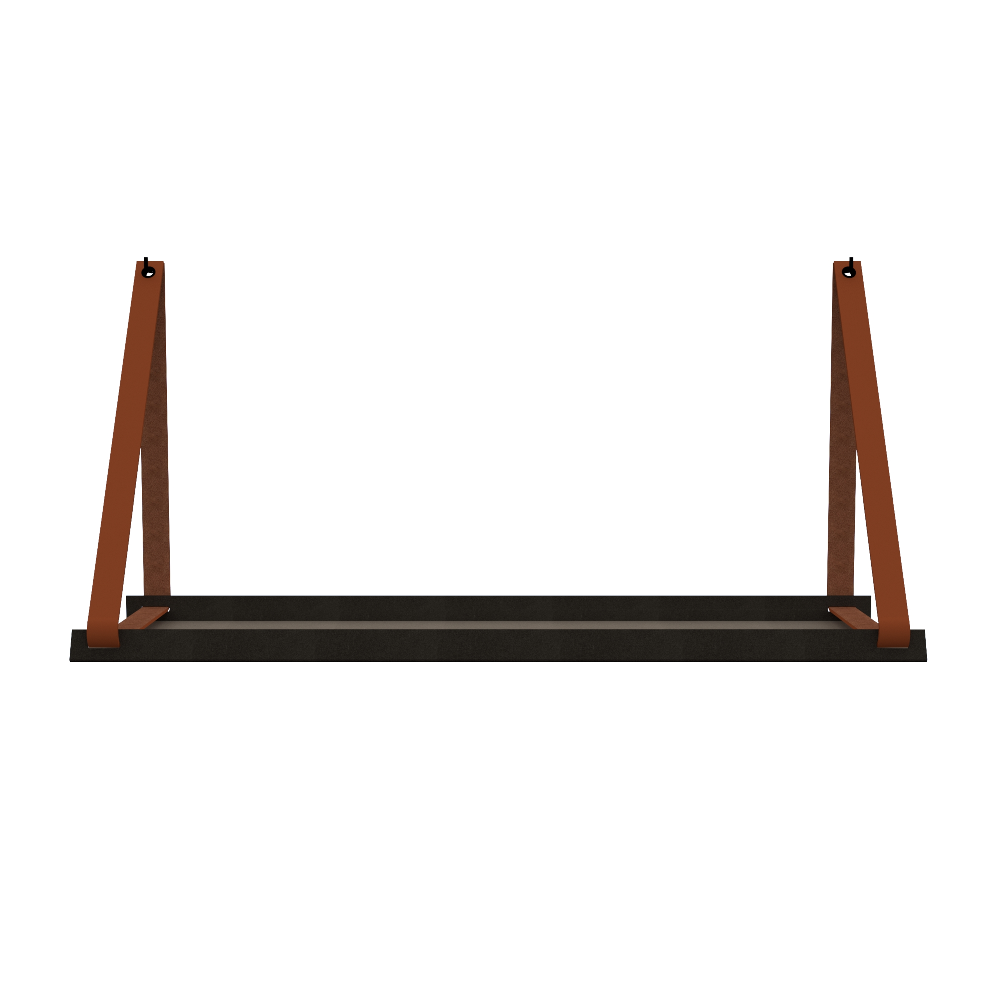 Stalen wandplank 70x20cm - incl. leren plankdragers