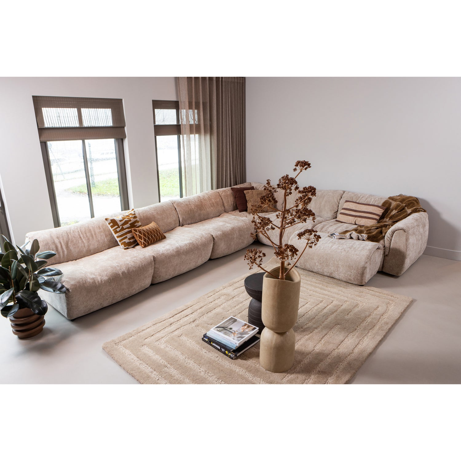 Baggy 1-zits element met arm rechts geweven chenille bruin