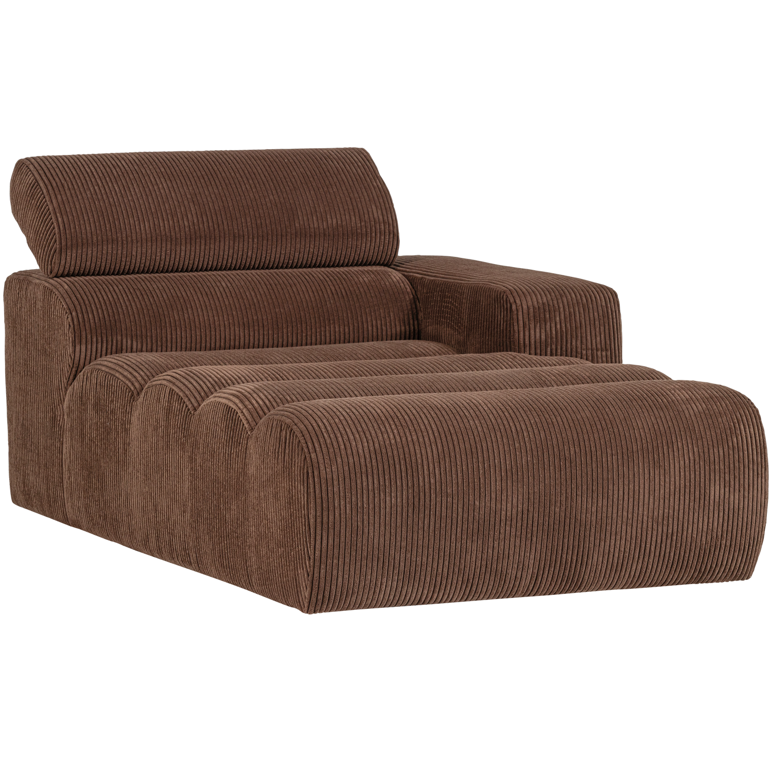Novi chaise longue element arm rechts boucle karamelbruin