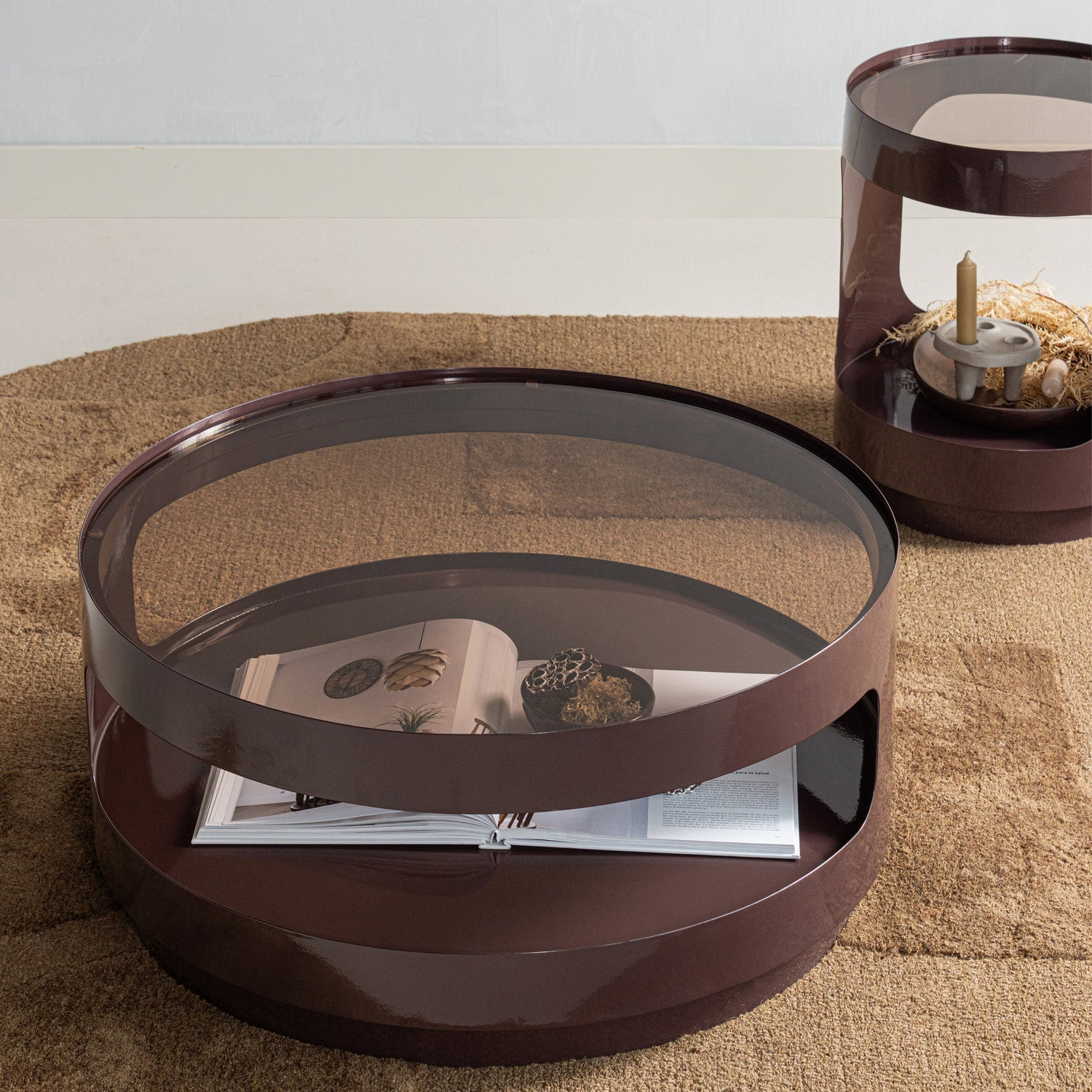 Sero salontafel metaal/glas bruin