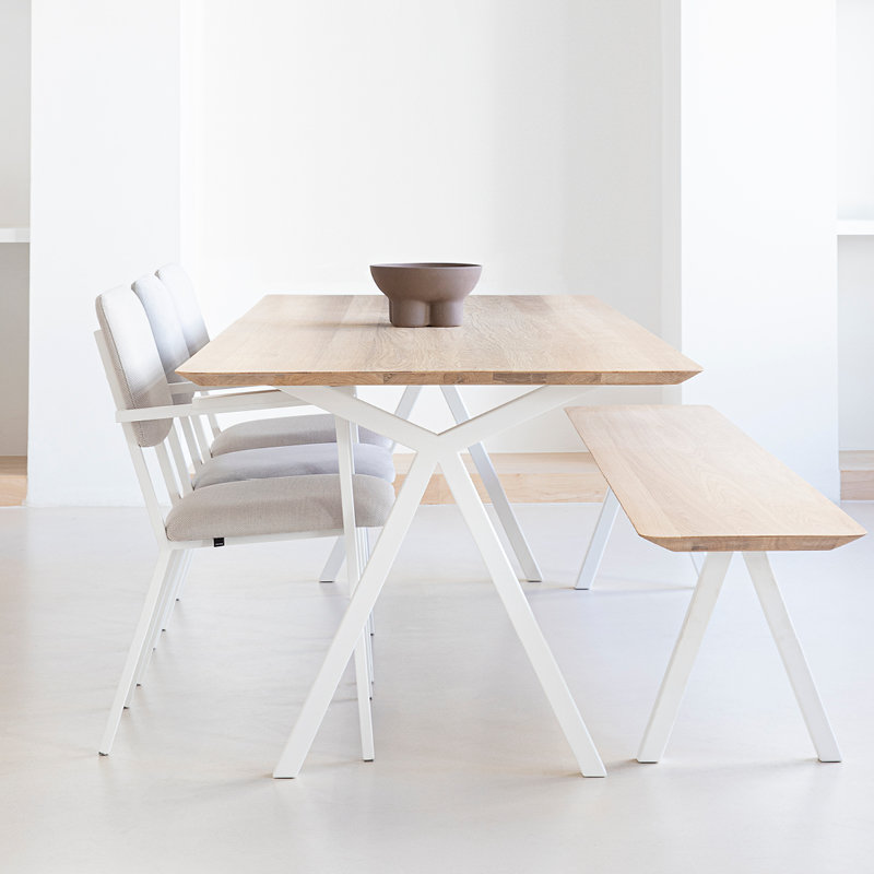 Studio HENK tafel Slim X-type Rechthoekig - wit frame, hardwax light 3041