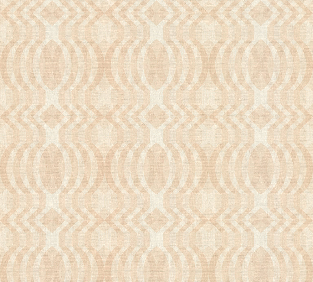 Retrobehang met een geometrisch patroon licht gestructureed - beige, crème, wit
