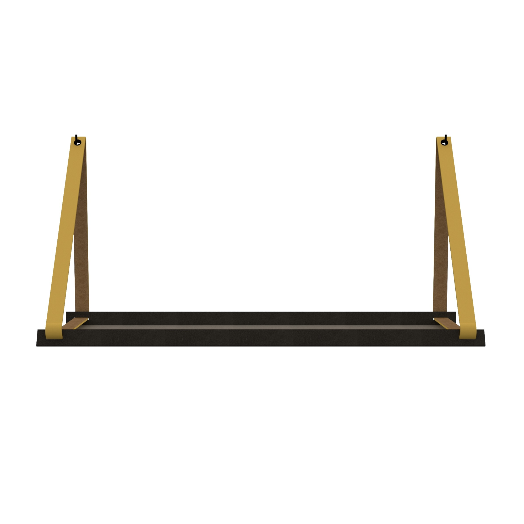 Stalen wandplank 70x20cm - incl. leren plankdragers