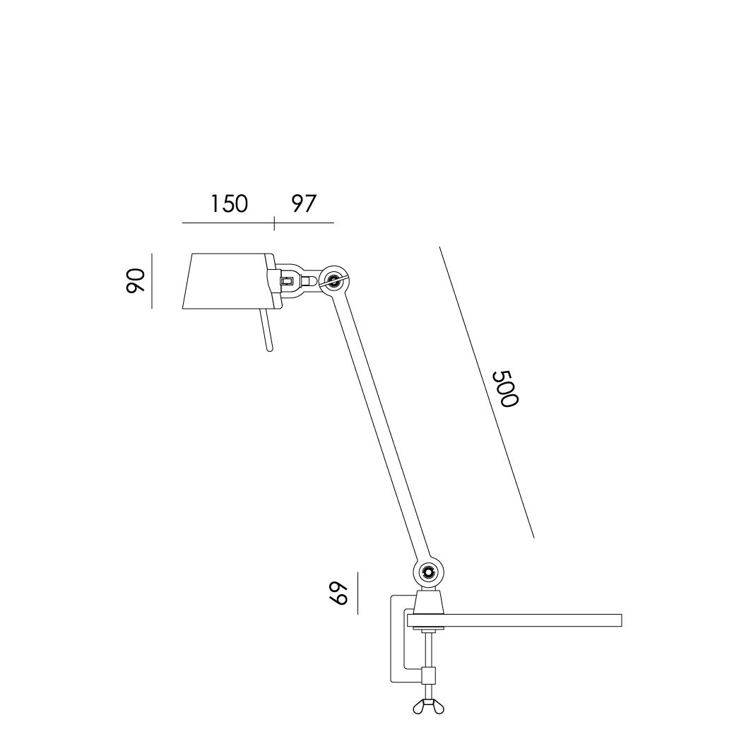 Tonone bureaulamp Bolt 1 arm Clamp