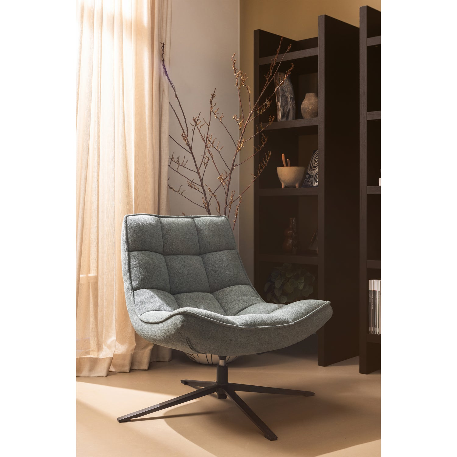 Maudi draaifauteuil chenille structuur groen