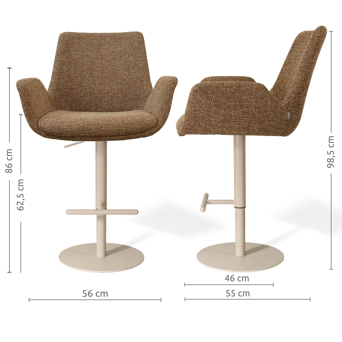 Niva-Eef draaibare tulp barkruk - beige