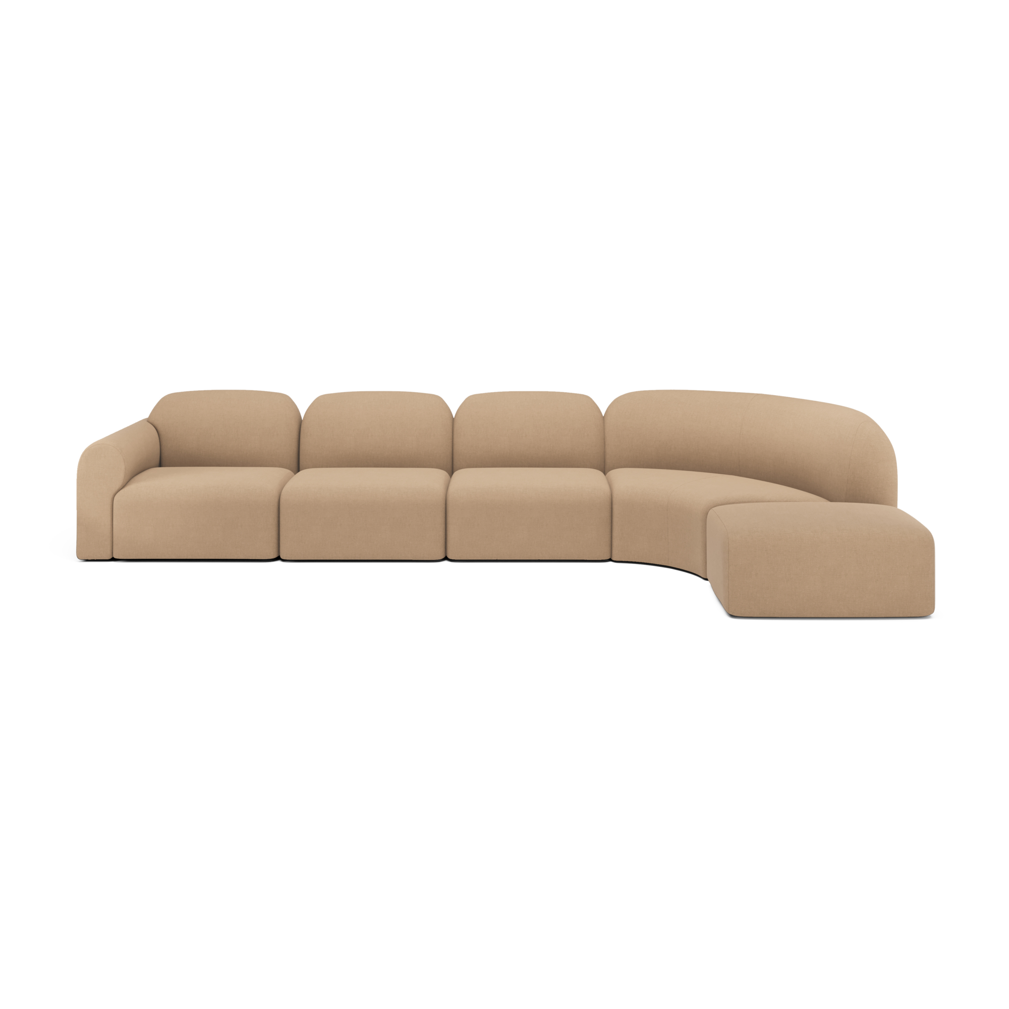 Bulky modulaire bank set - 4/5 seat met footstool - light sepia 