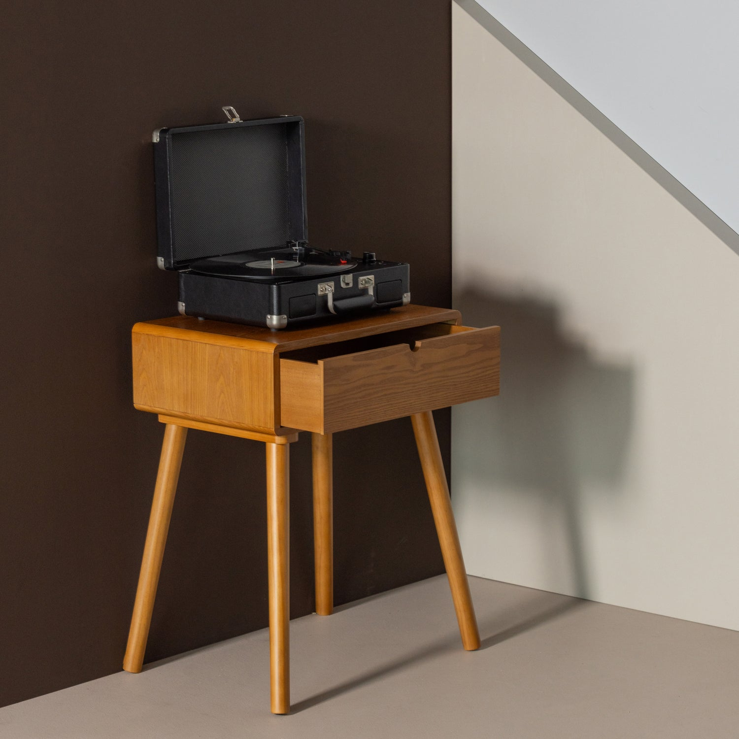 Nelo nachtkastje/bijzettafel hout bruin [fsc]