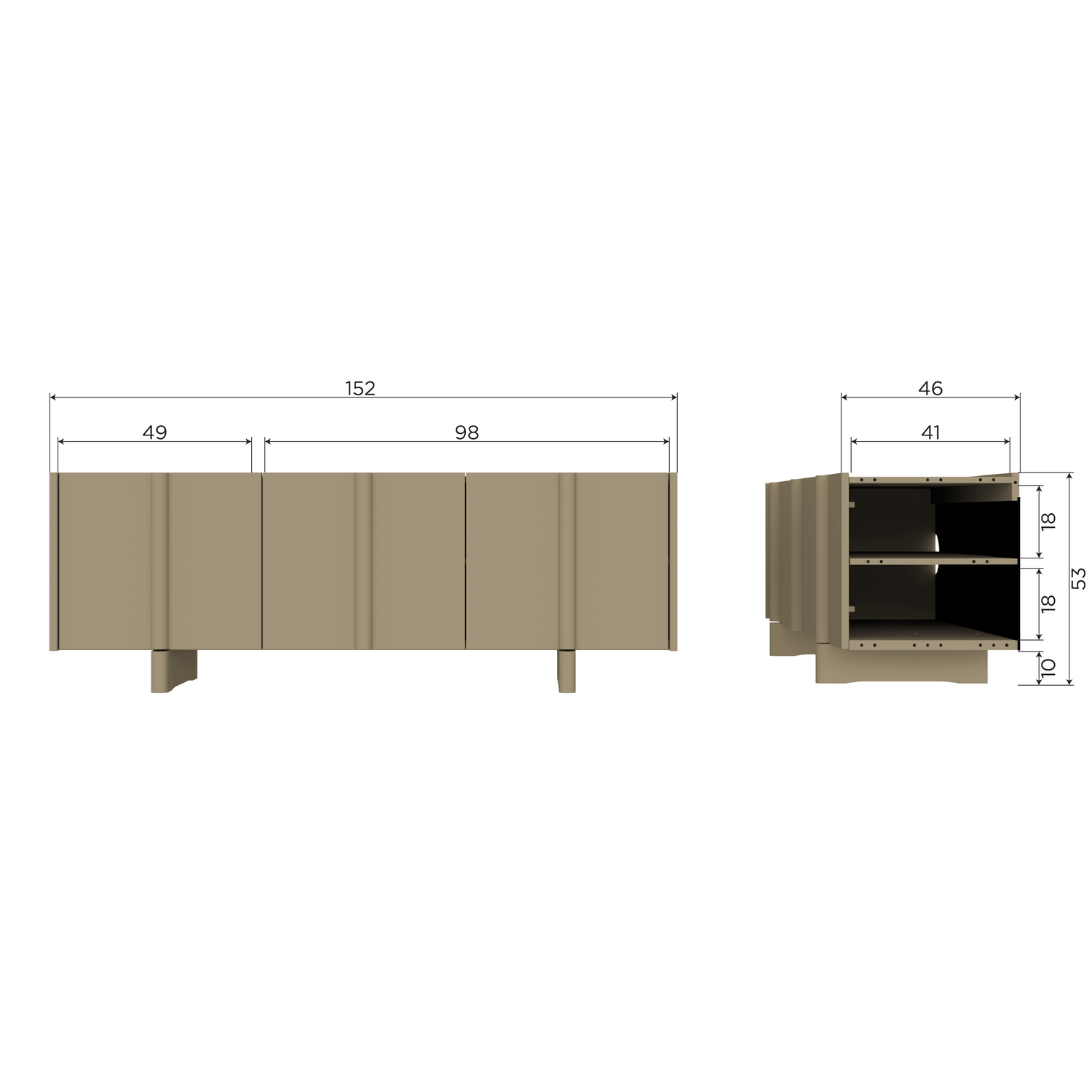 Basu tv meubel 152 cm grenen dust [fsc]