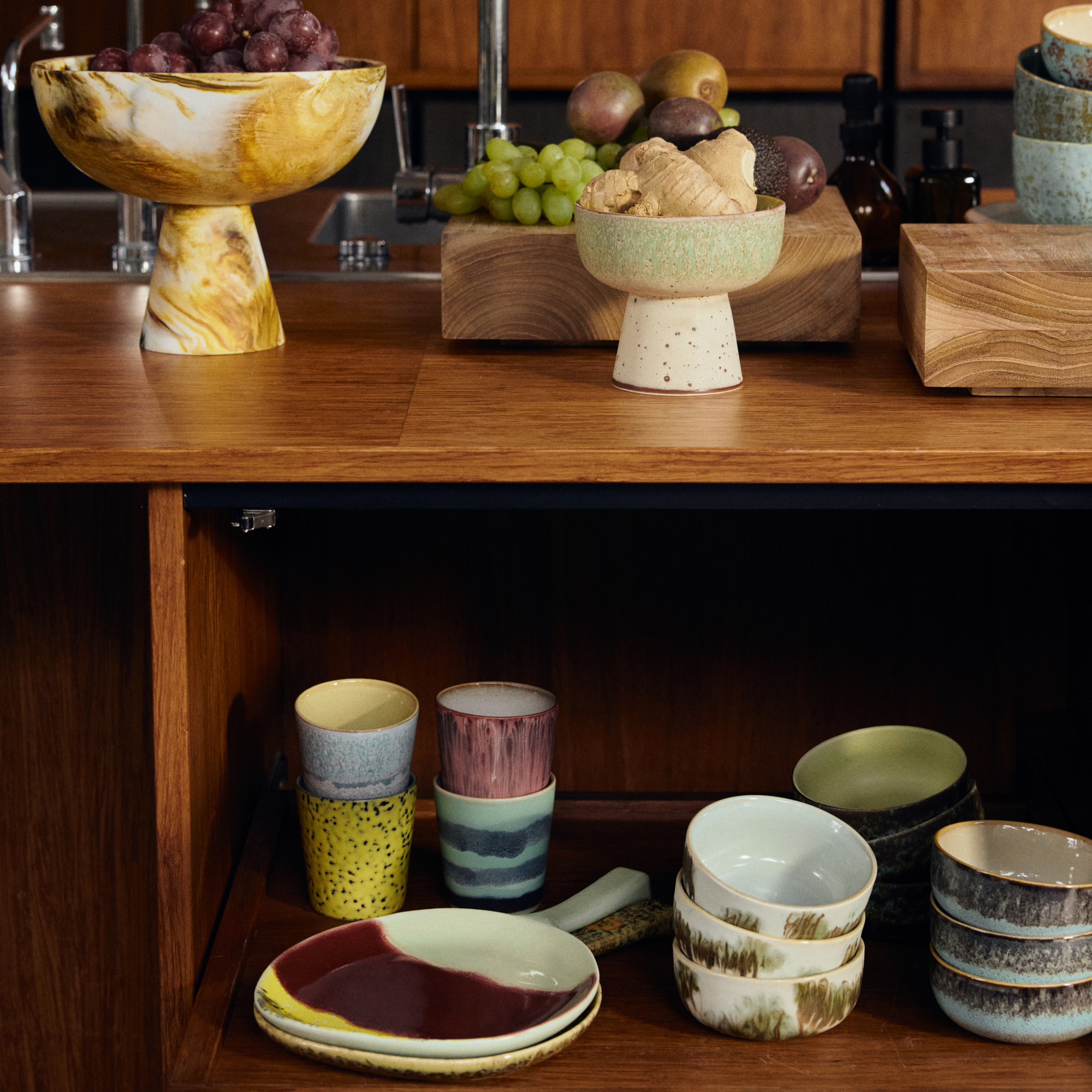 HKliving Servies 70's coffee mok artistic - set van 4