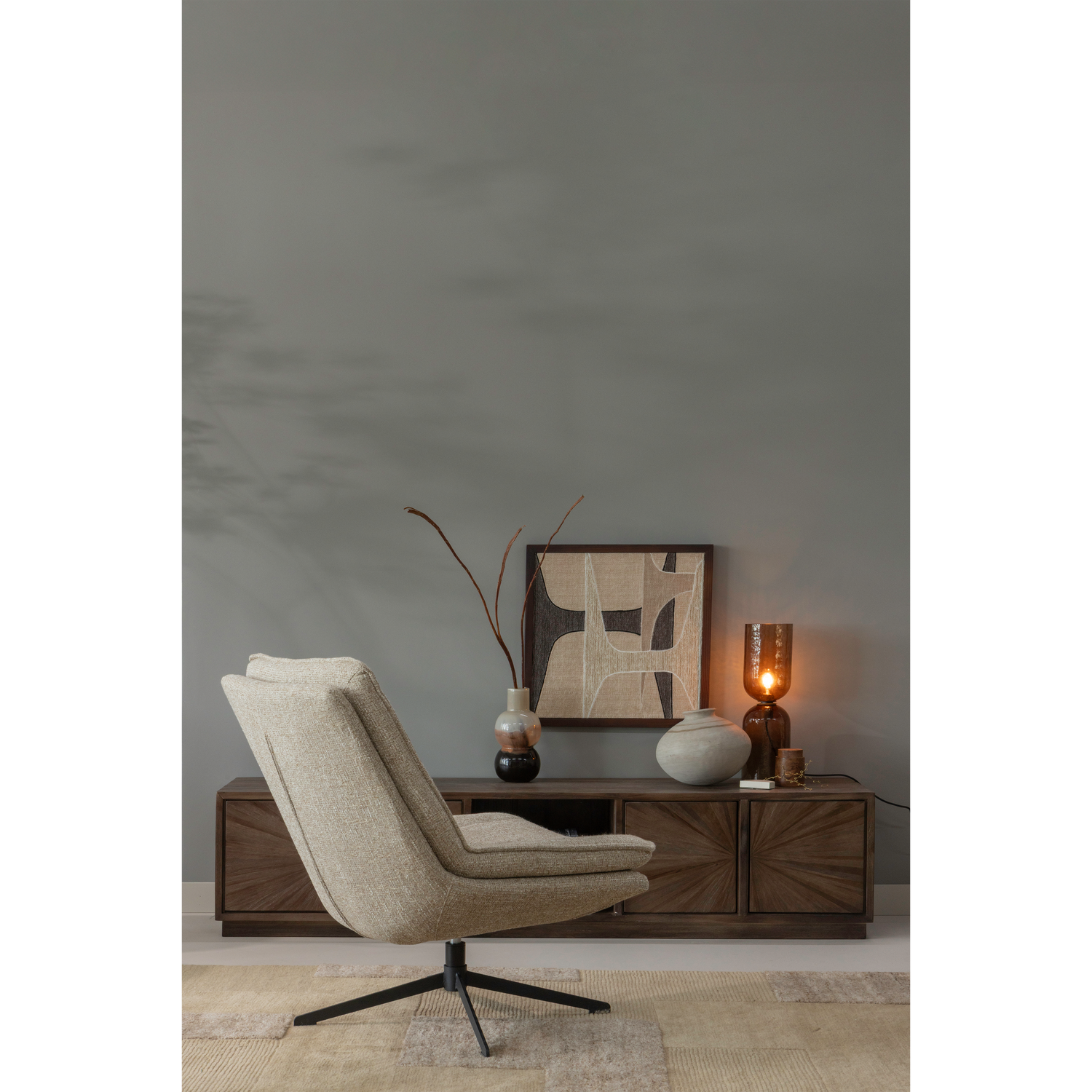 Milaro draaifauteuil naturel melange