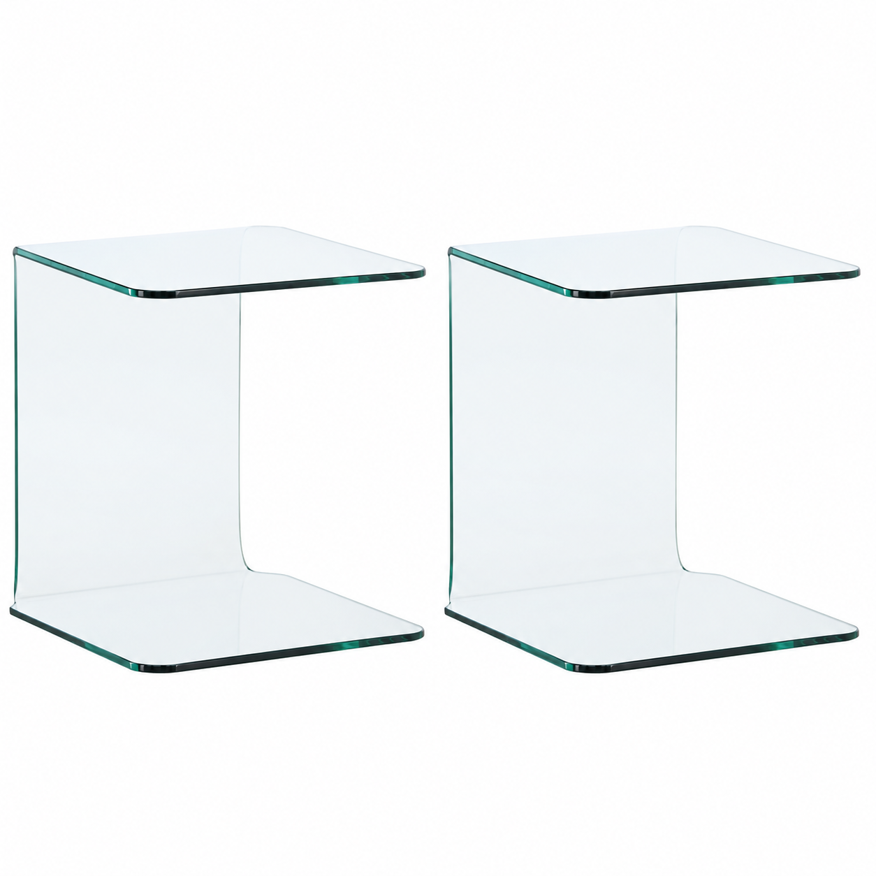 Cornelis glazen bijzettafels transparant - 53 x 45 cm - Set van 2