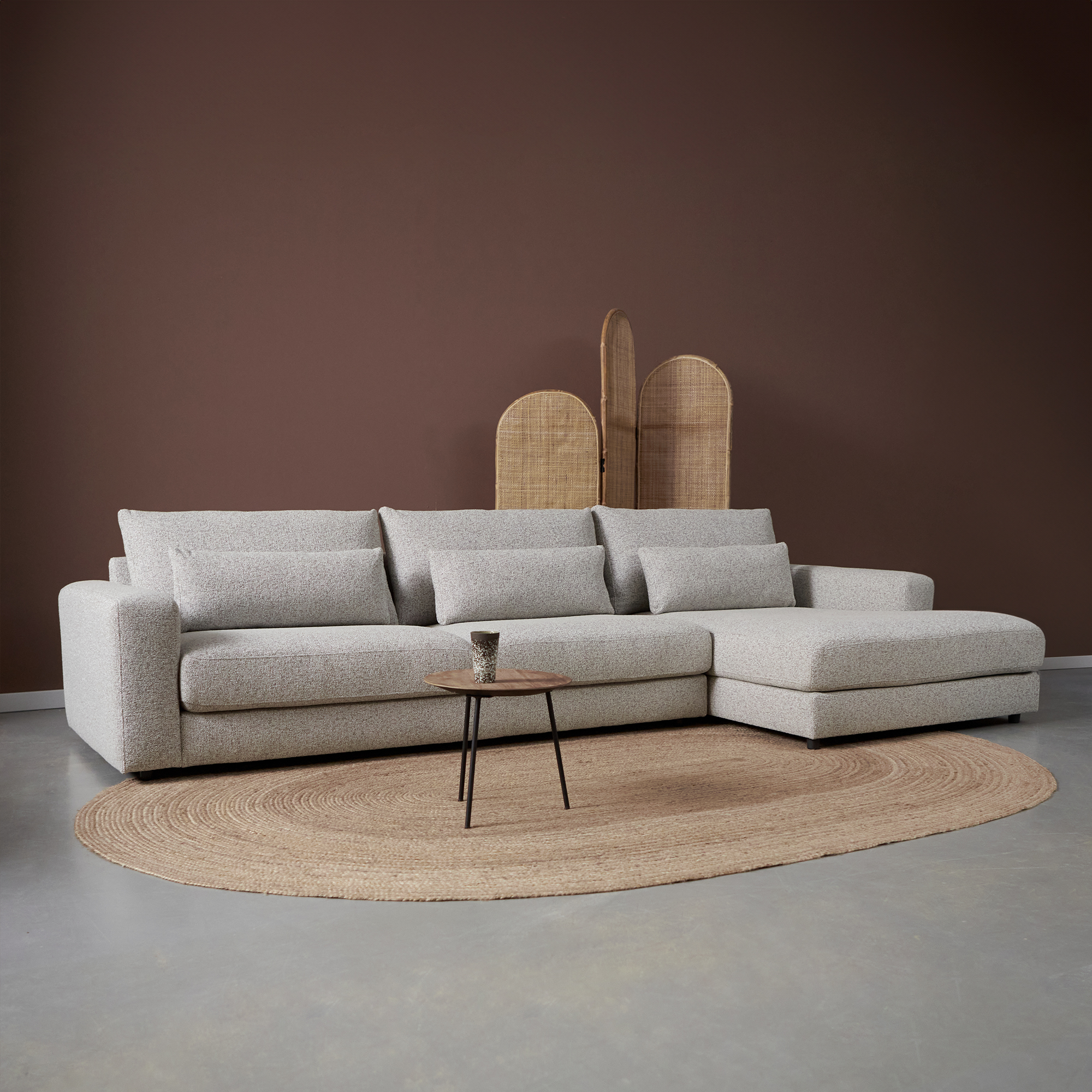 Hoekbank Lusaro Lichtgrijs Chaise Longue