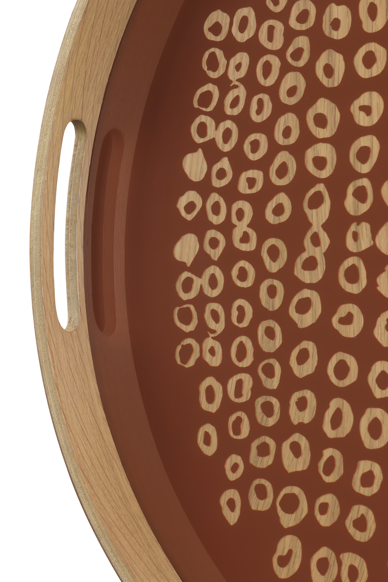 Second Nature glazen dienblad rond  - auburn