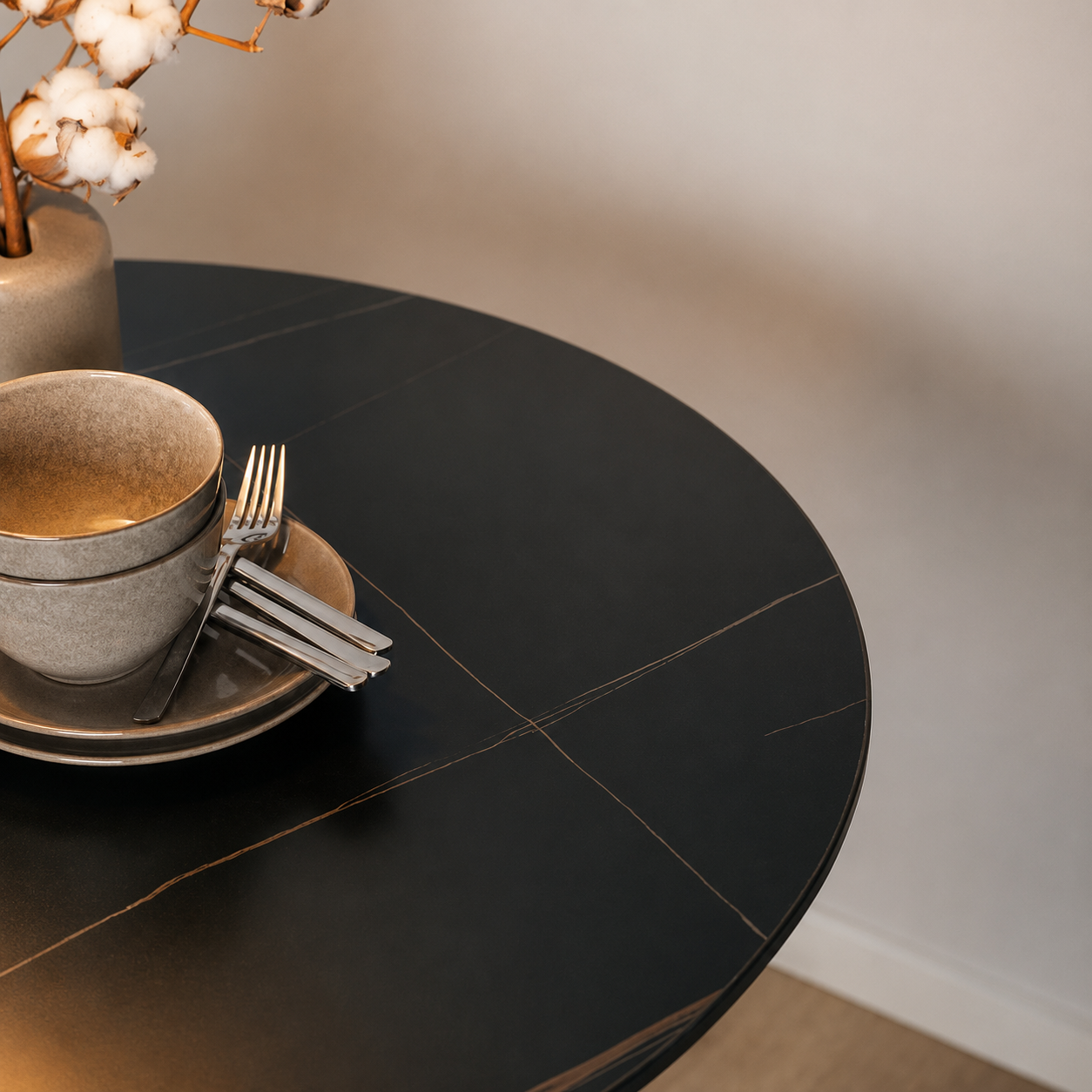 Marly ronde eettafel keramiek wit - Ø90x75 cm