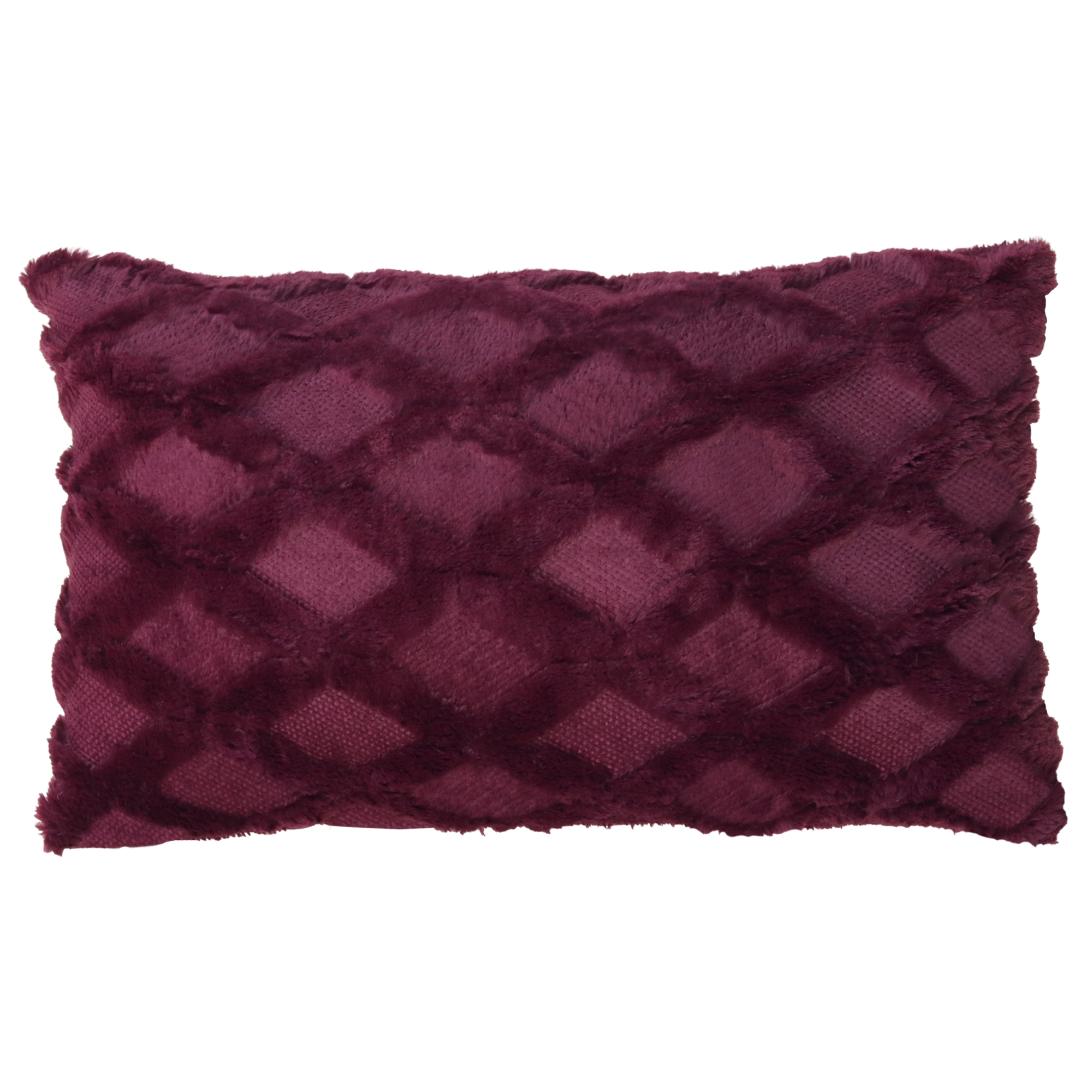 Kussen bont ruit bordeaux
