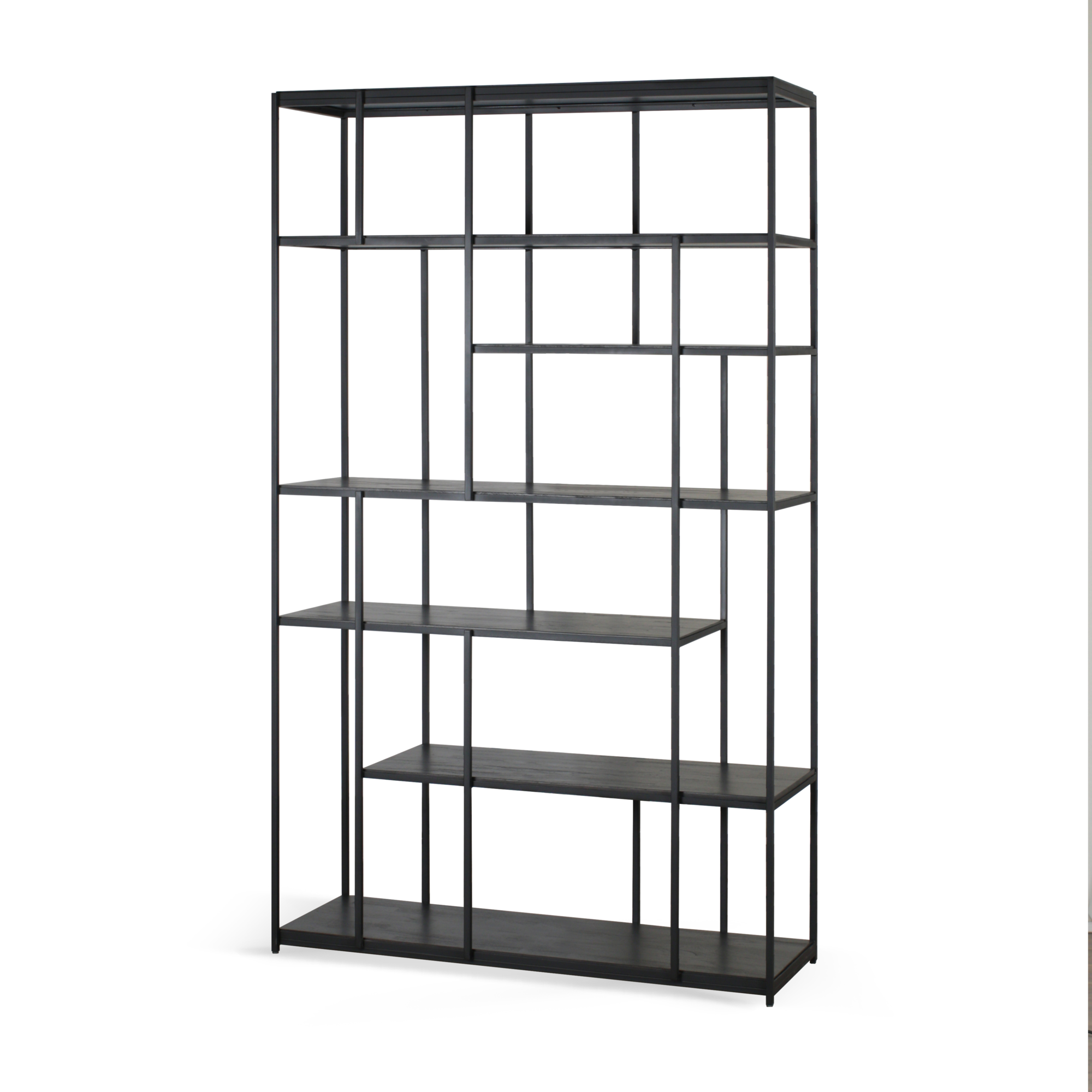Vakkenkast Studio rek - teak zwart - 120x40x205