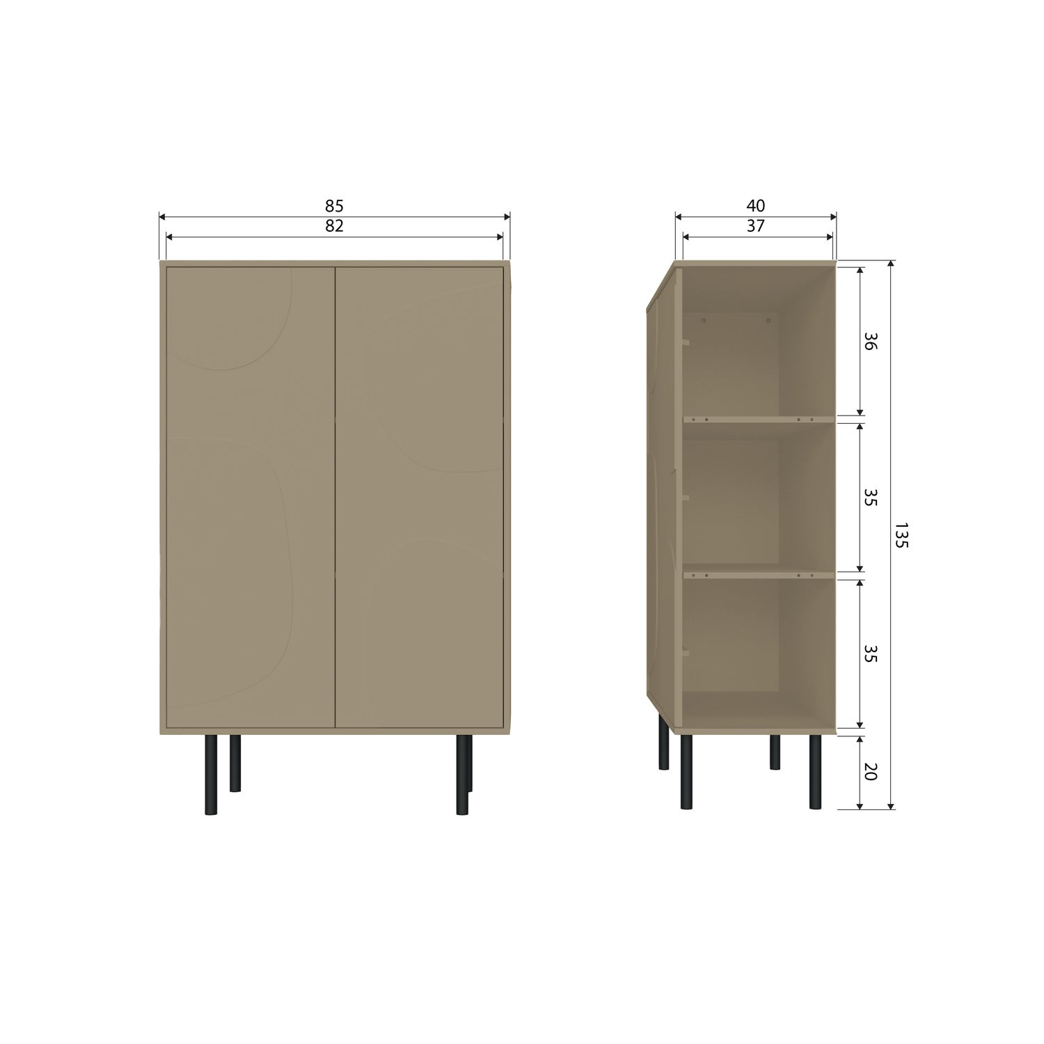 Cadiz opbergkast grenen mud [fsc]