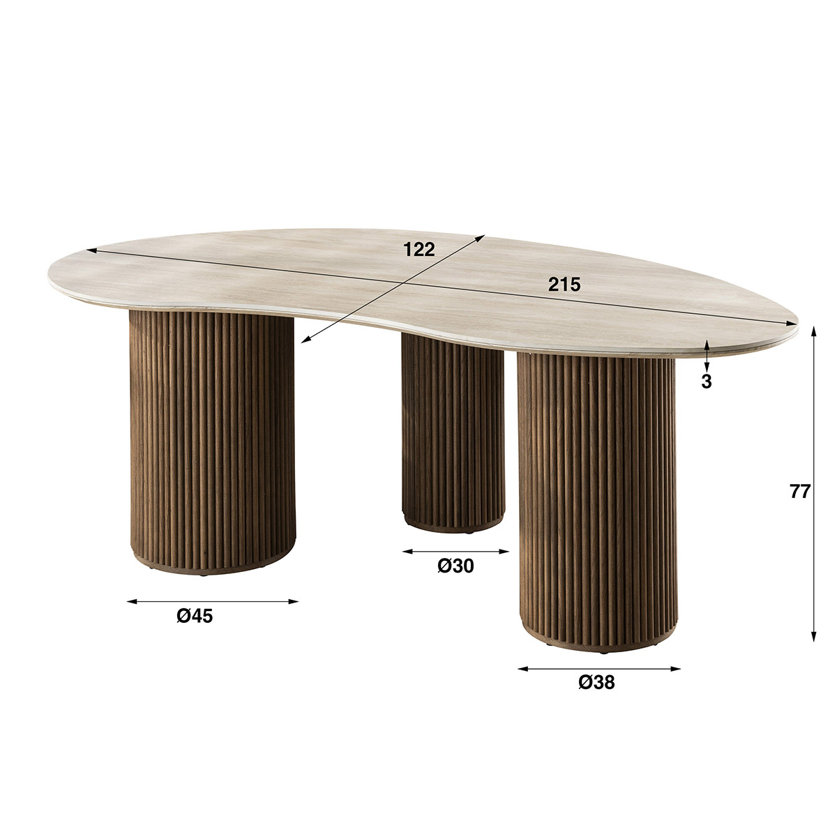 Eettafel Organisch Limestone