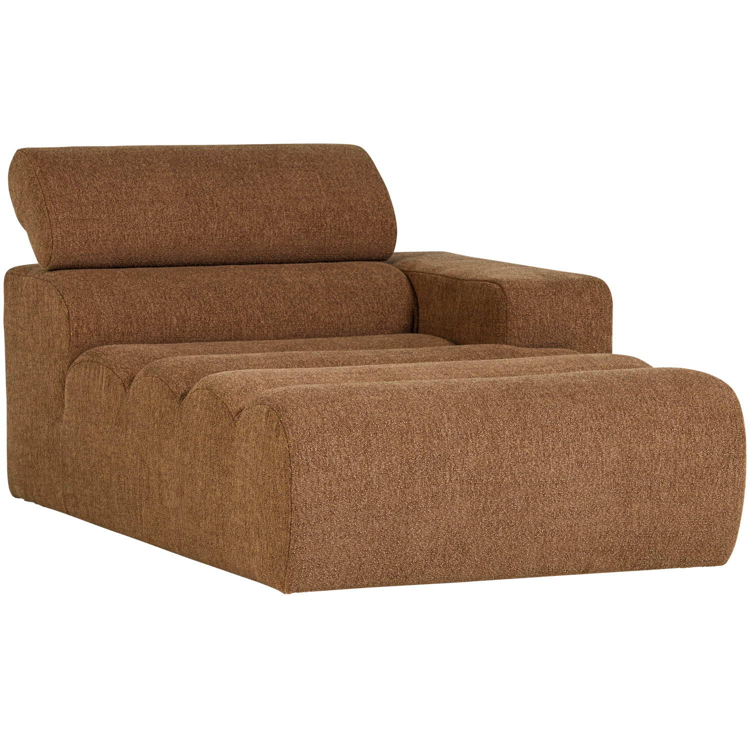 Novi chaise longue element arm rechts boucle karamelbruin