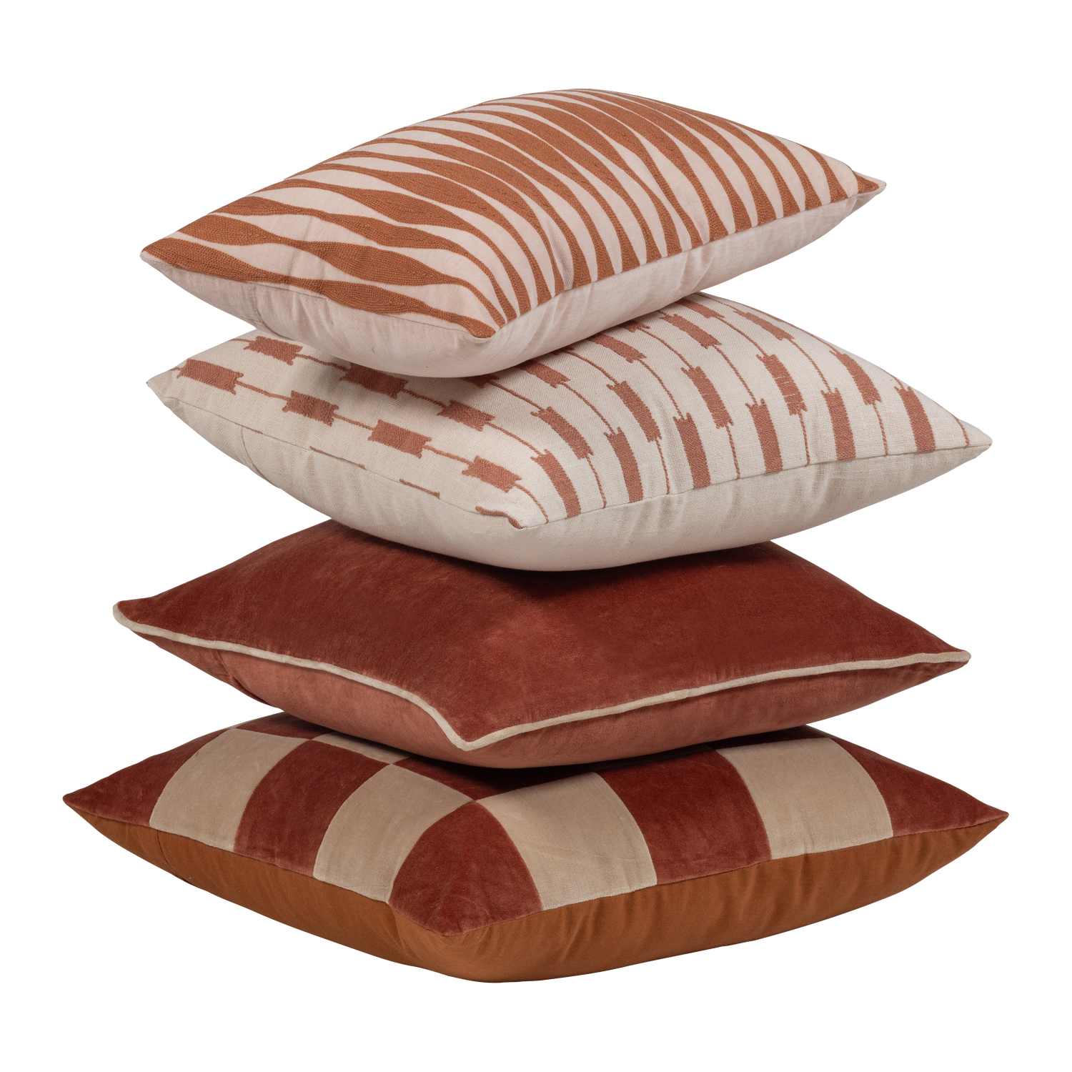 Zena kussens roze/roestbruin - set van 4