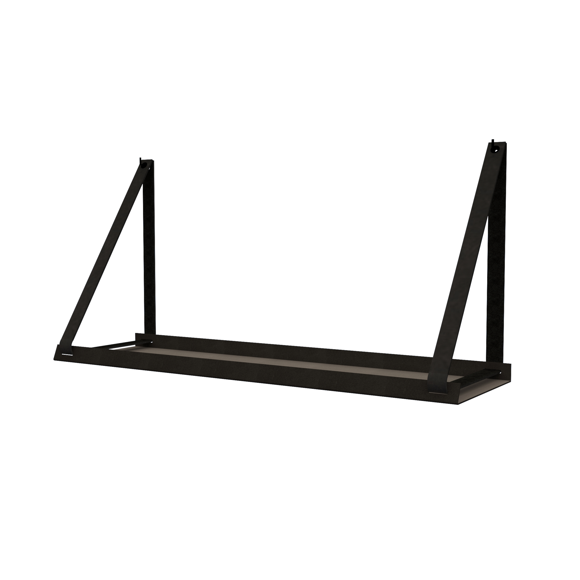 Stalen wandplank 70x20cm - incl. leren plankdragers