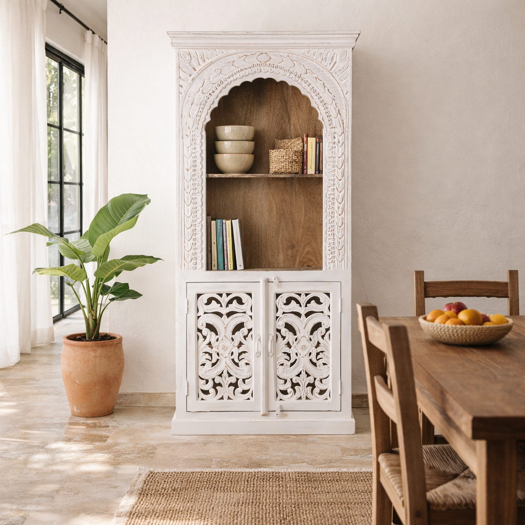 Liya - Witgewassen Houten Kast Mangohout 