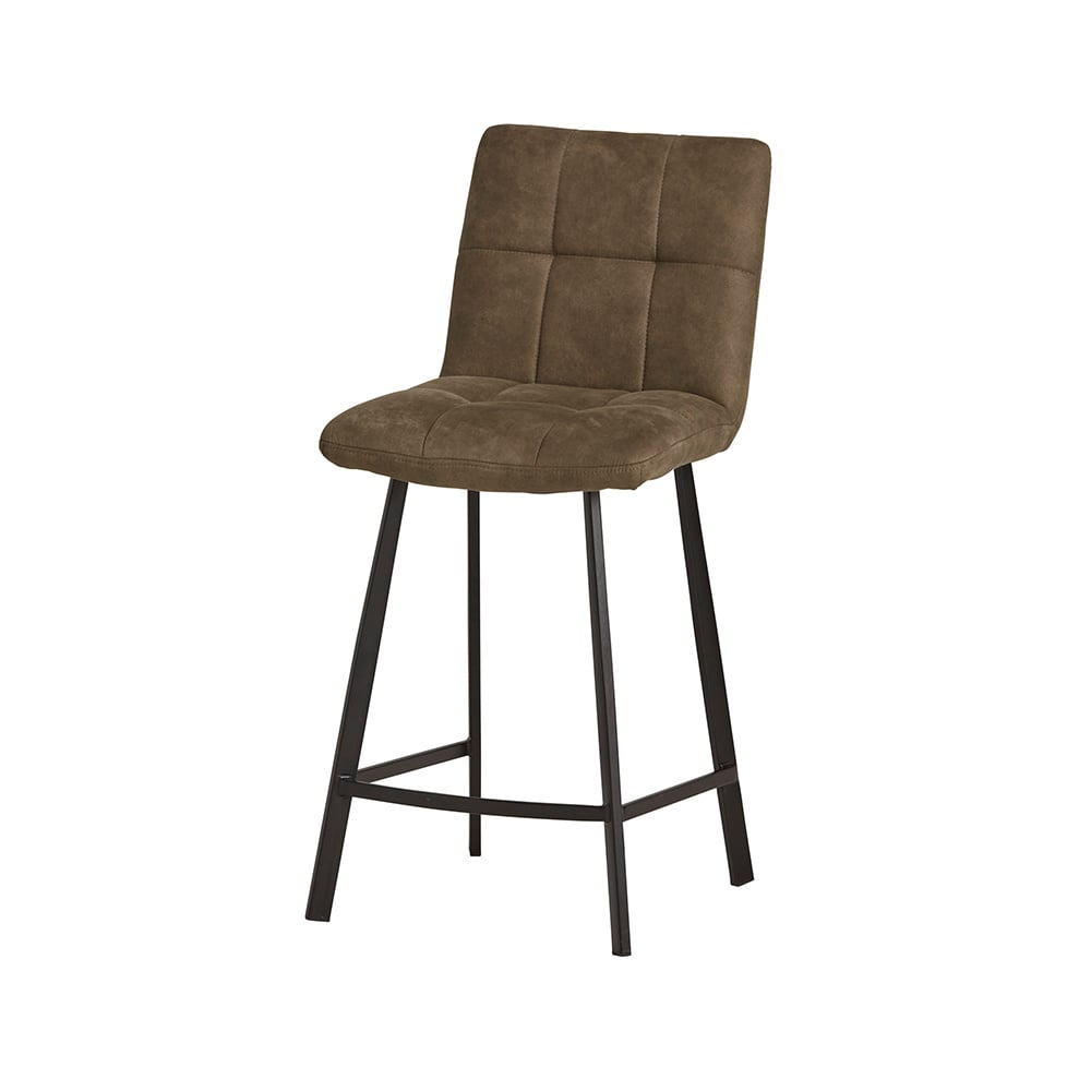 Industriële barkruk bolero – cowboy stof olive met zwart frame - set van 2
