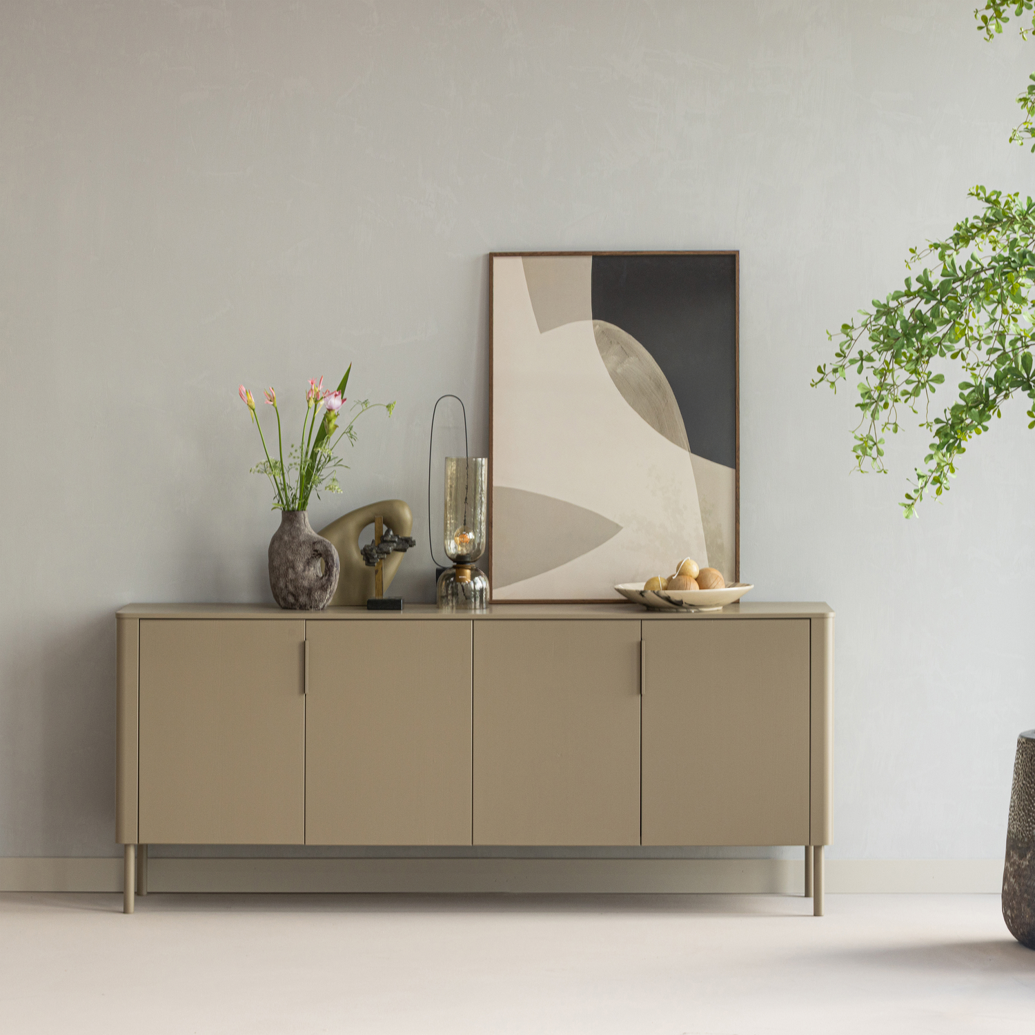 Gunnar dressoir 200 cm grenen mud [fsc]