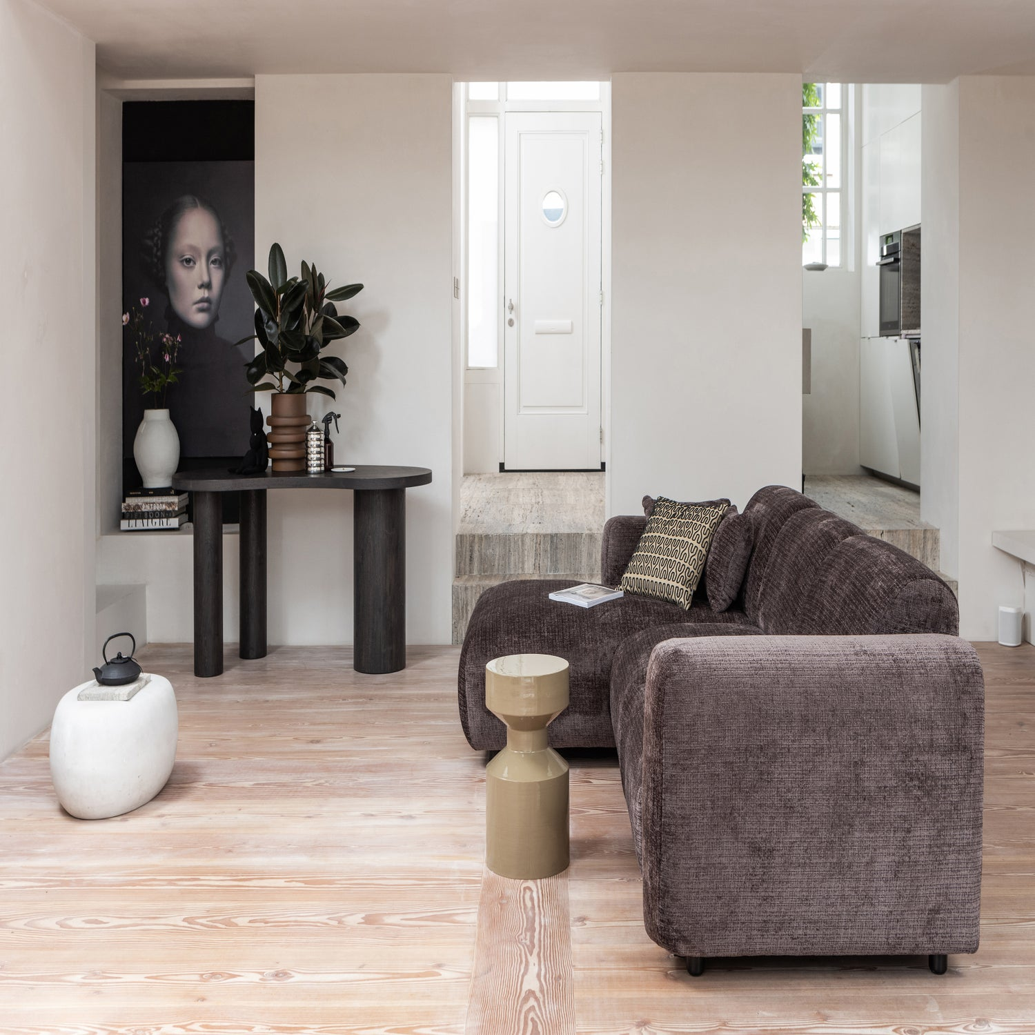 Maan organisch sidetable/bureau mdf donkerbruin
