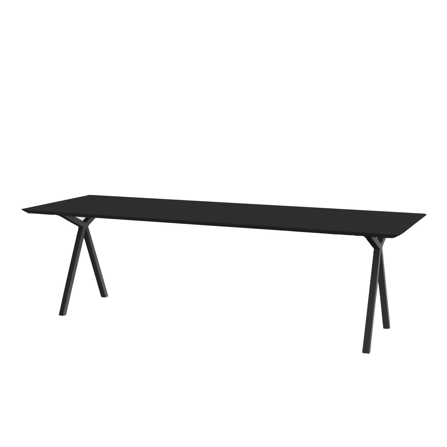 Studio HENK tafel Slim X-type Rechthoekig - zwart frame, HPL Fenix nero ingo