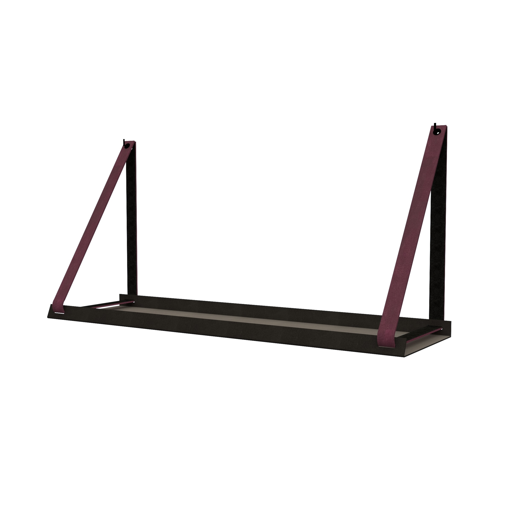 Stalen wandplank 70x20cm - incl. leren plankdragers