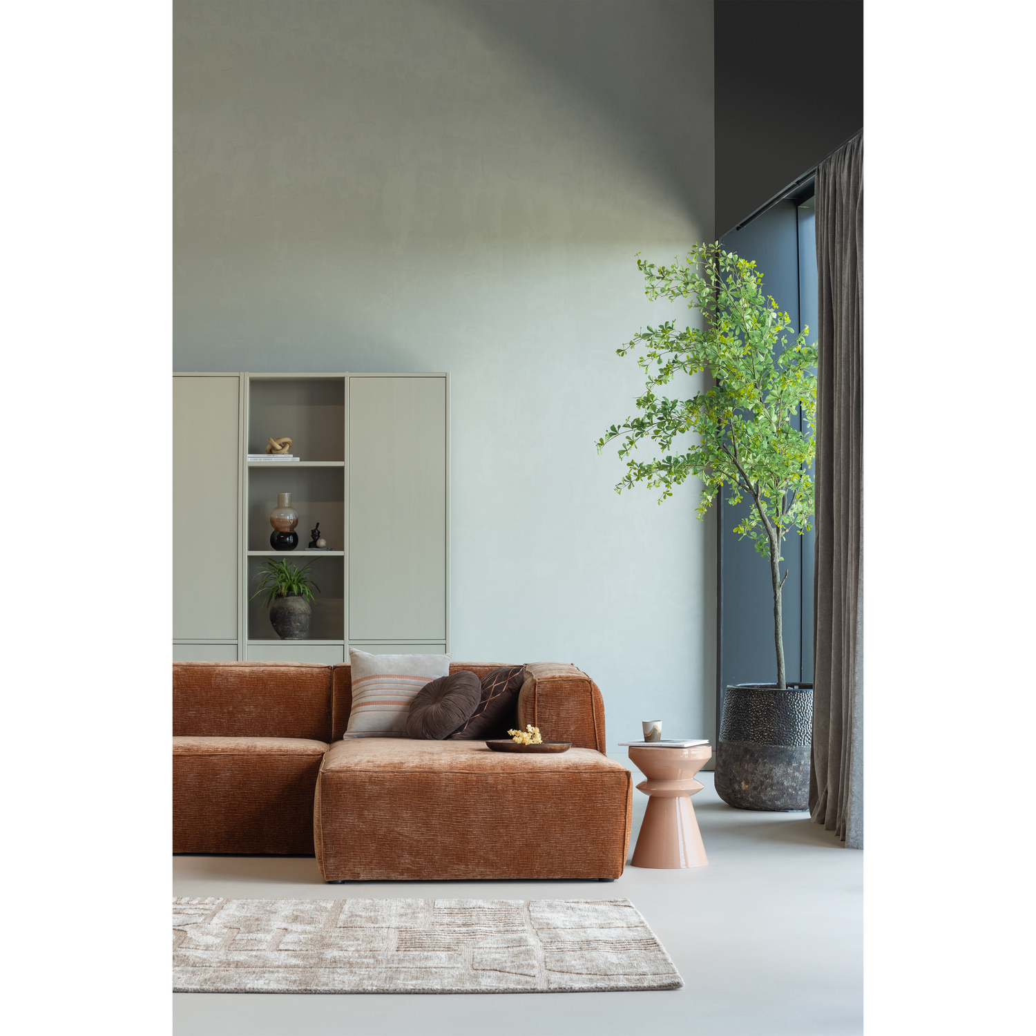Bean hoekbank rechts chenille velvet taupe